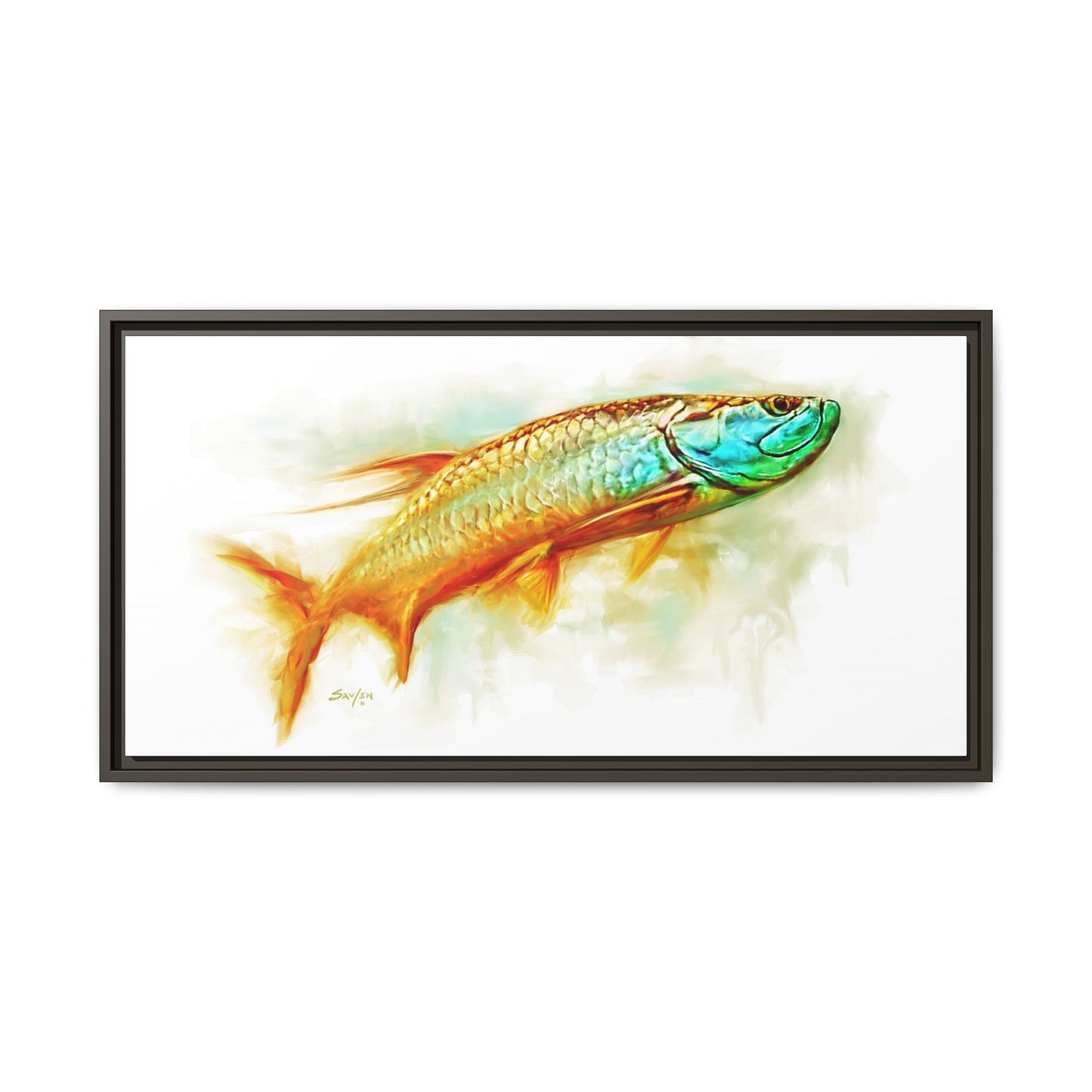 Hunting Tarpon Framed Canvas Art - Love My Oceans Canvas