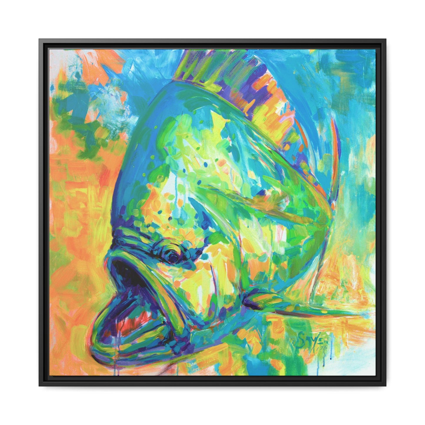 Expressionist Mahi Framed Canvas Print - Love My Oceans Canvas