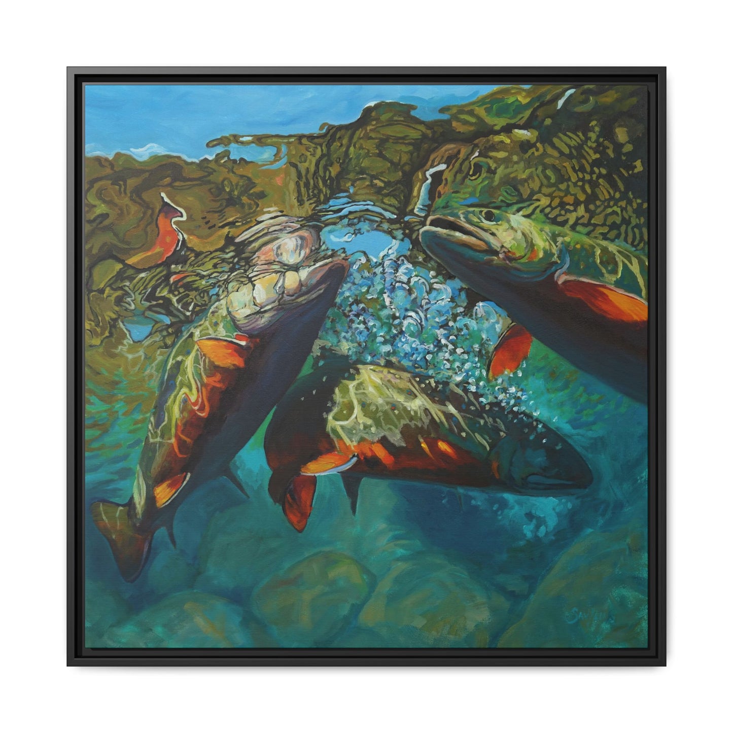 Brook Trout Melee - Love My Oceans Canvas