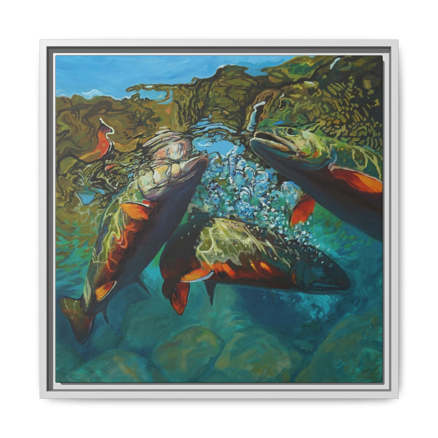 Brook Trout Melee - Love My Oceans Canvas