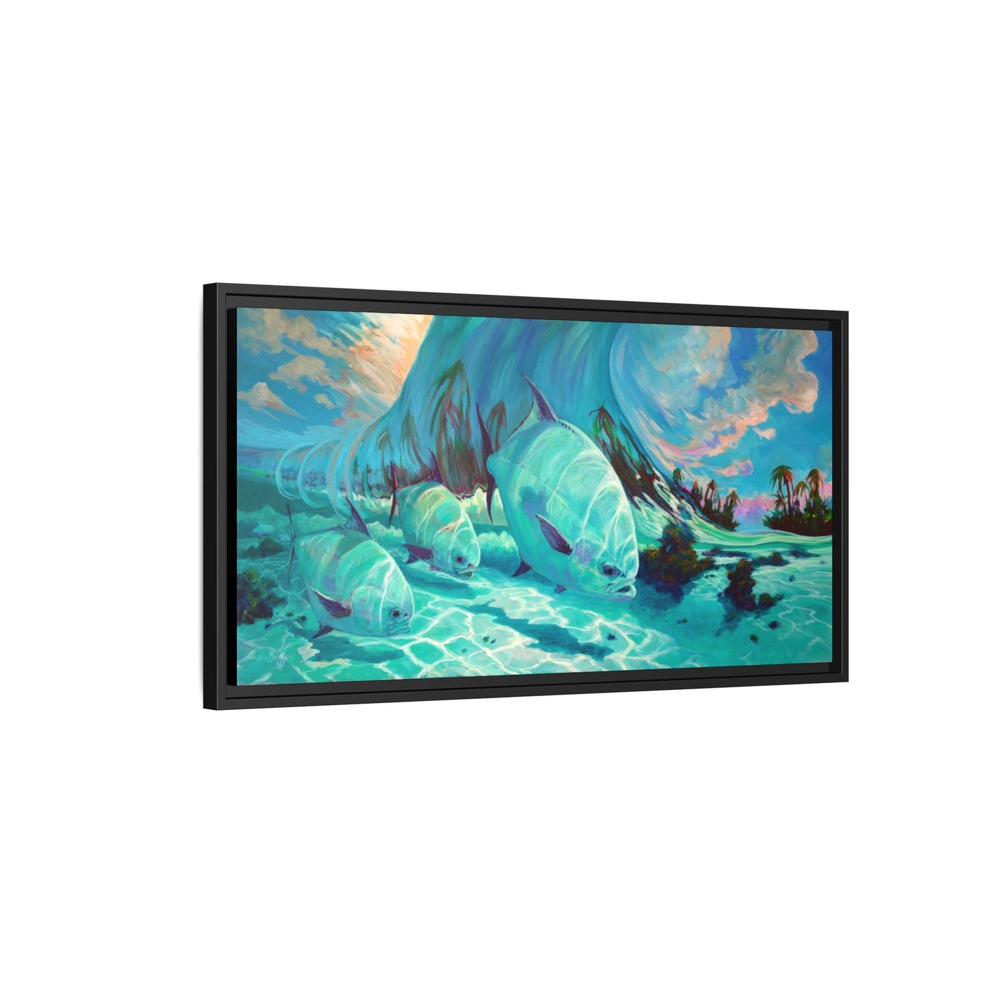 Under The Waves - Permit Framed Canvas Art - Love My Oceans Canvas