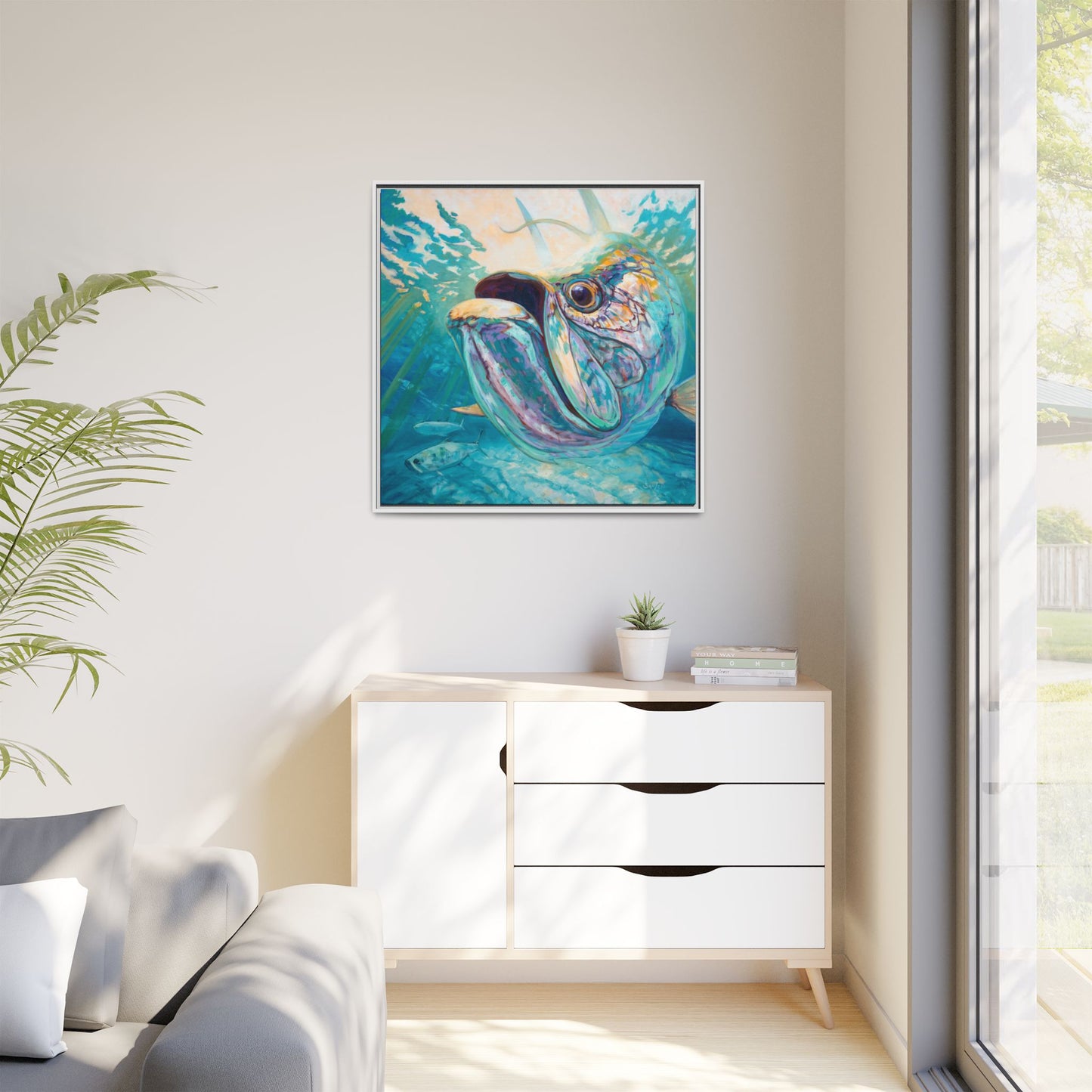 Silver & Sun — Tarpon Framed Canvas Art by Mike Savlen