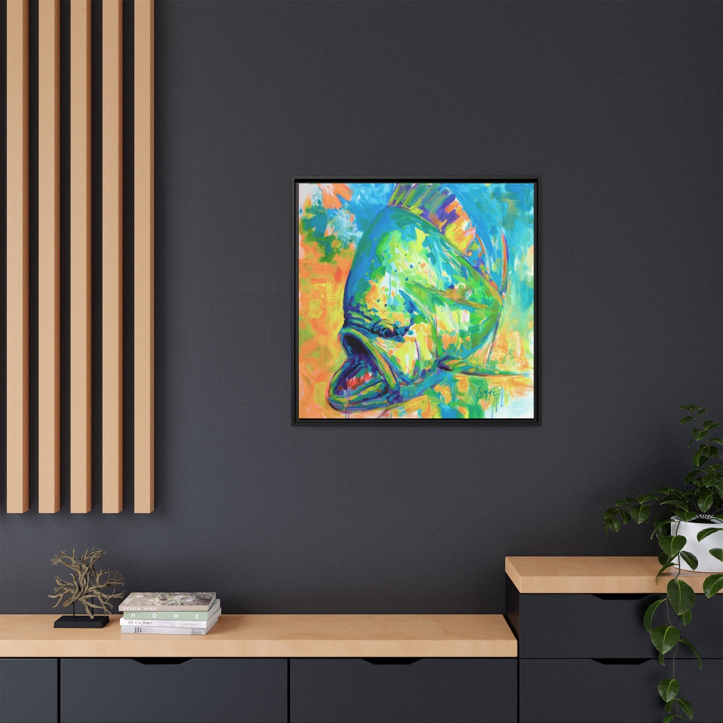 Expressionist Mahi Framed Canvas Print