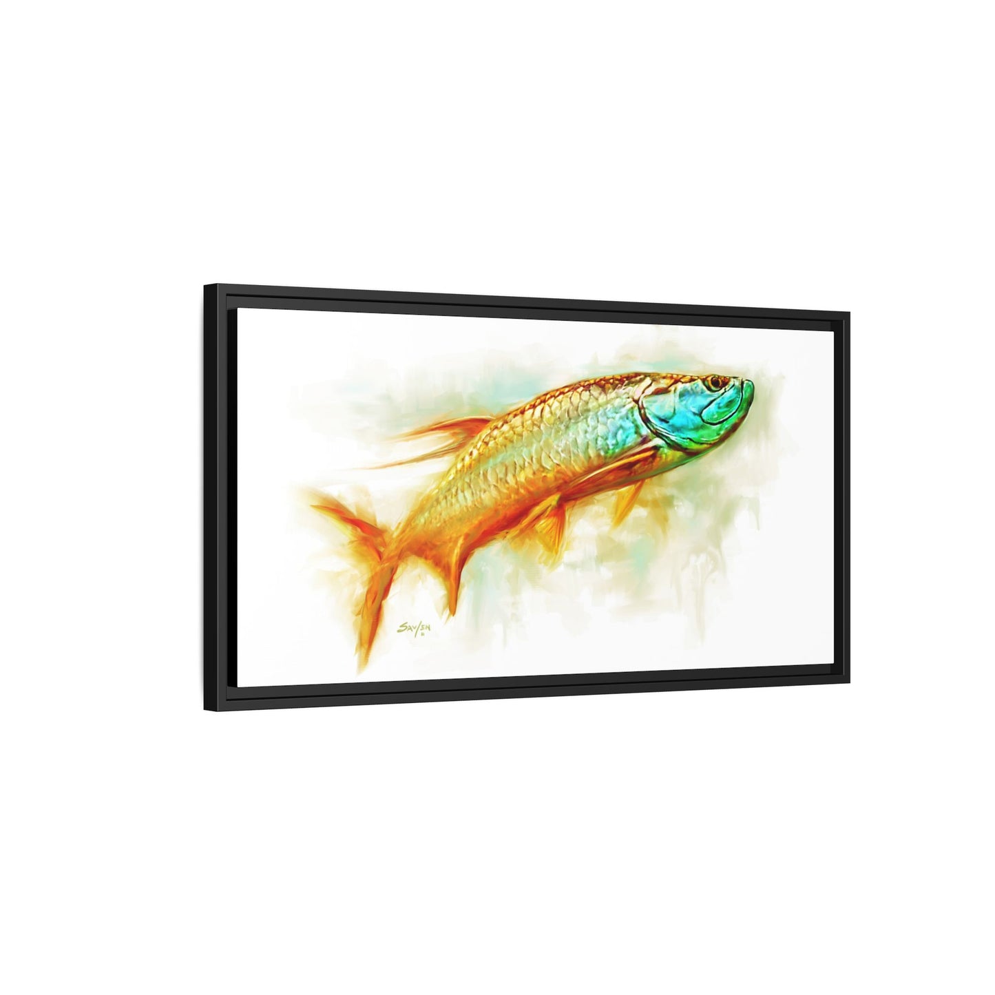 Hunting Tarpon Framed Canvas Art - Love My Oceans Canvas