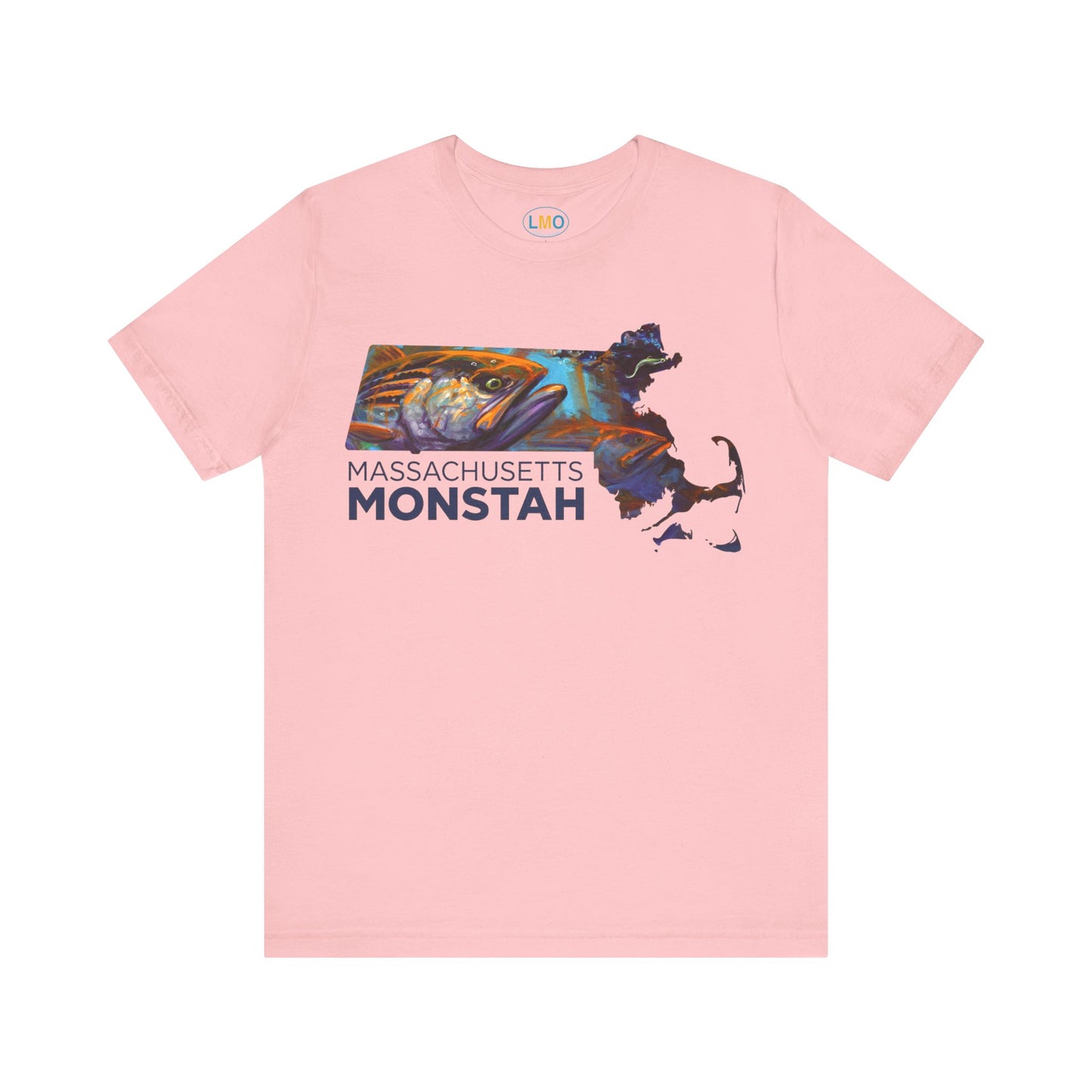 Massachusetts Monstah, Stripe Bass Tee, Gift for Fishermen, Casual Wear, Summer Shirt, State Pride Apparel, Unique Gift Idea - Love My Oceans T-Shirt