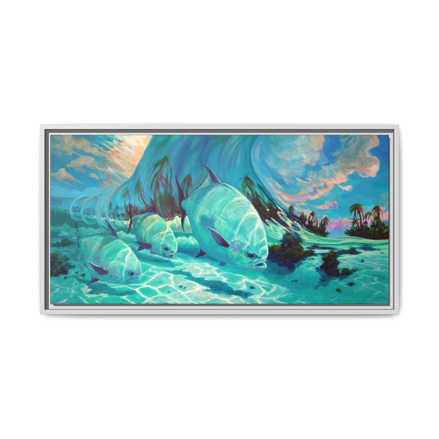 Under The Waves - Permit Framed Canvas Art - Love My Oceans Canvas
