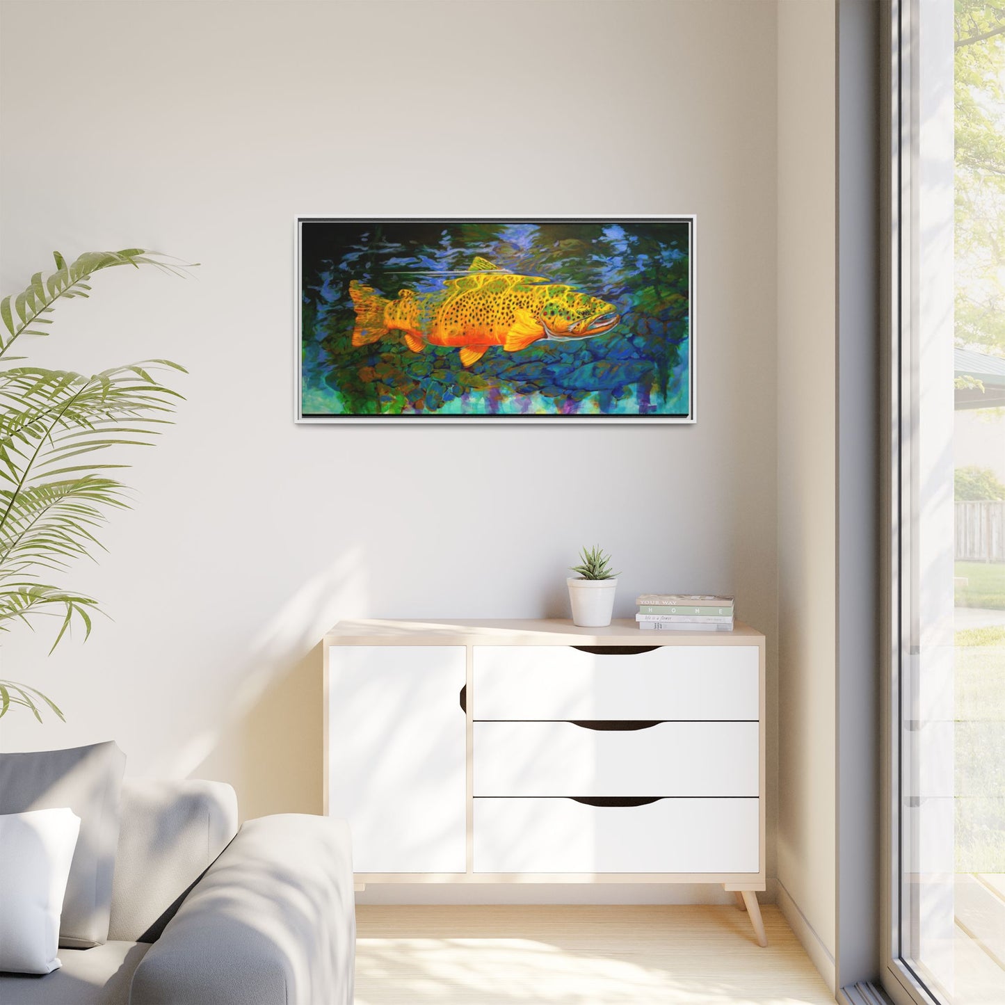 Looking Glass - Brown Trout - Flyfishing art - Love My Oceans Canvas
