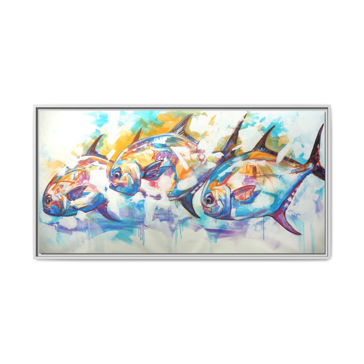 The Usual Suspects — Permit Trio Framed Canvas Print - Love My Oceans Canvas