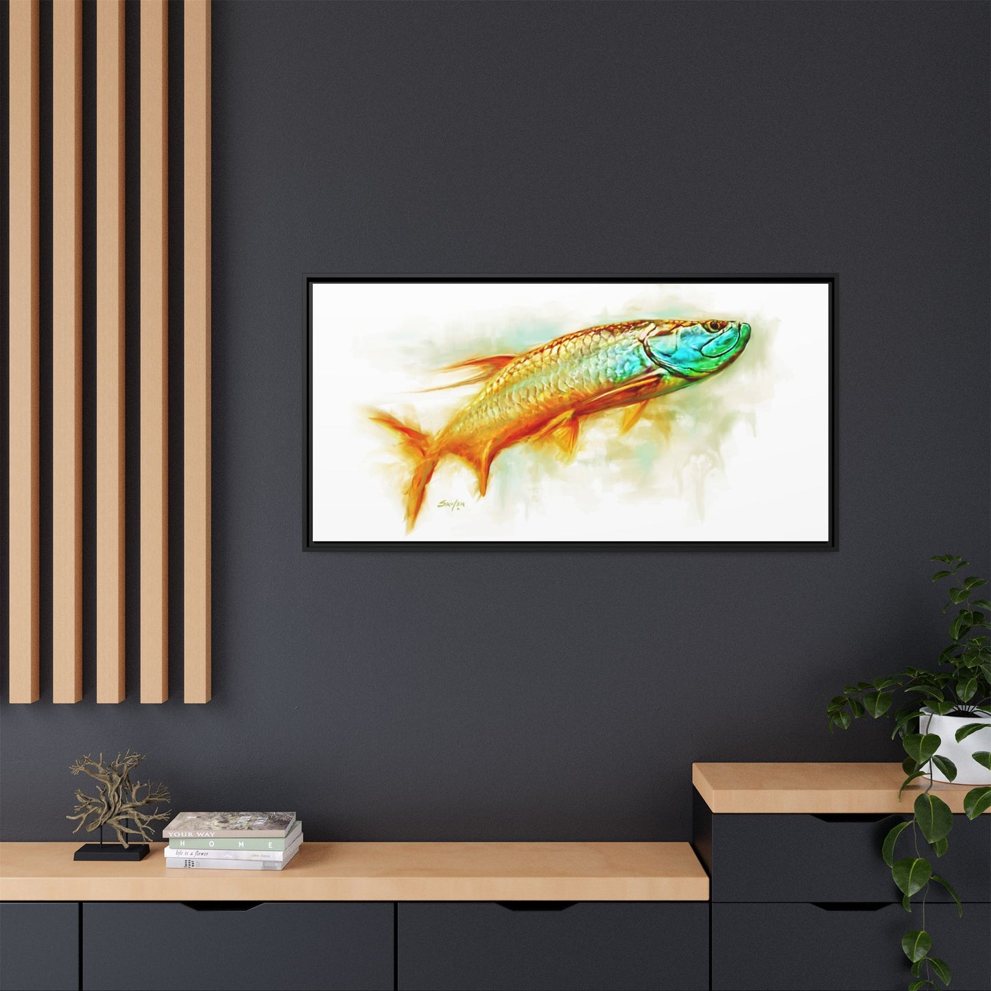 Hunting Tarpon Framed Canvas Art - Love My Oceans Canvas