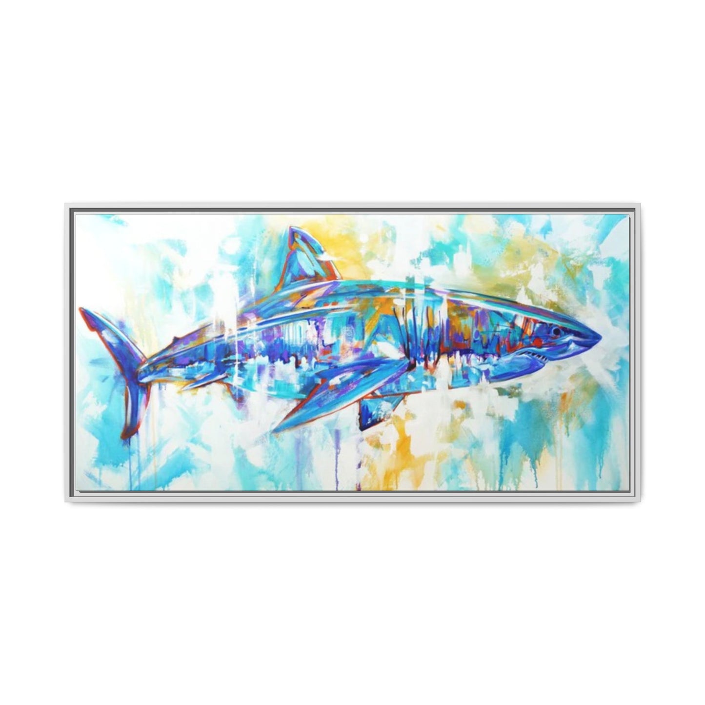 Battle Hardened — Expressionist Great White Shark Art Print by Mike Savlen