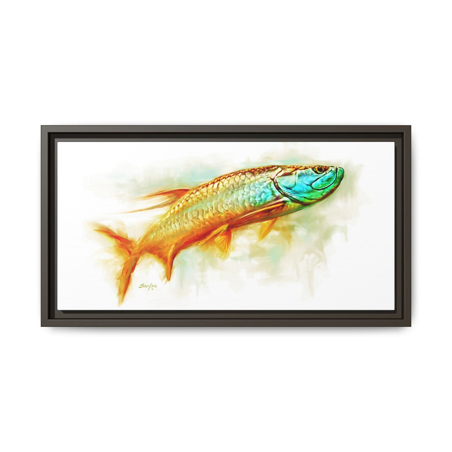 Hunting Tarpon Framed Canvas Art - Love My Oceans Canvas
