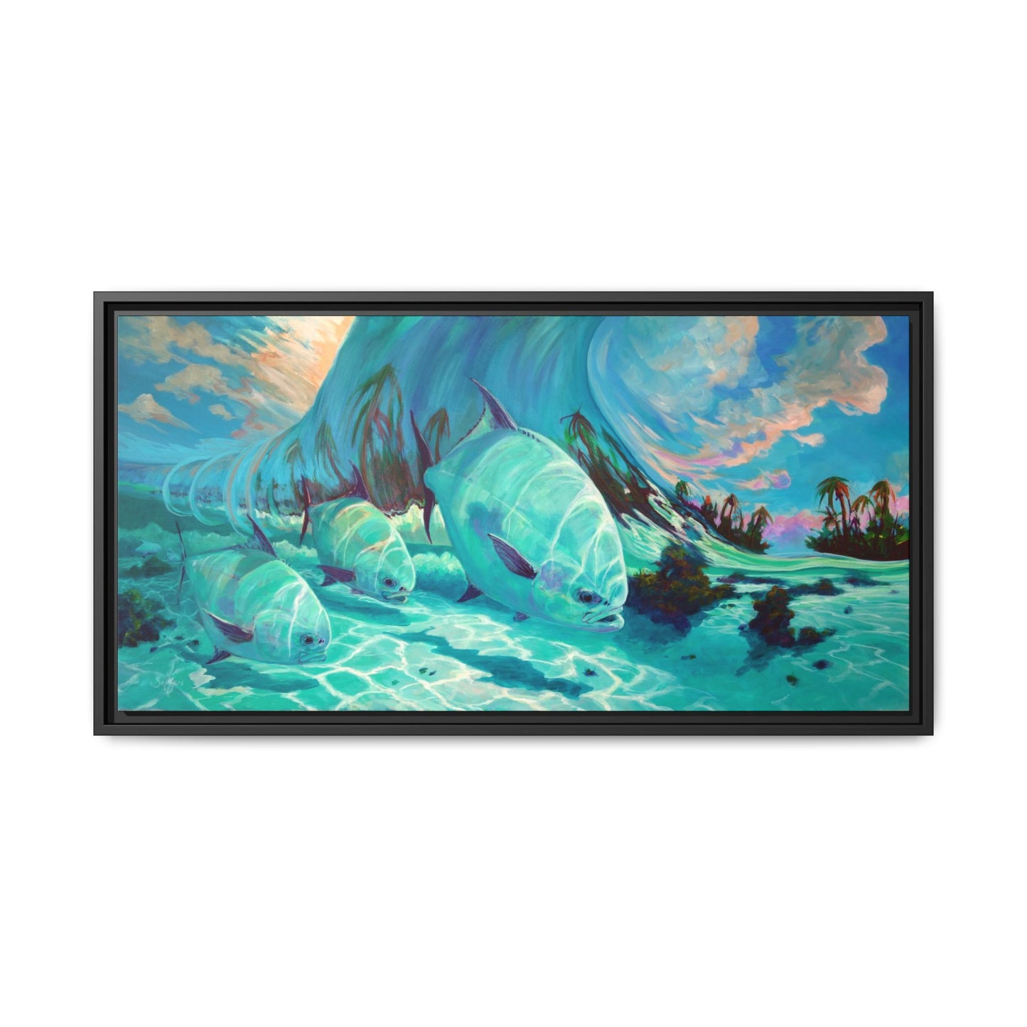 Under The Waves - Permit Framed Canvas Art - Love My Oceans Canvas