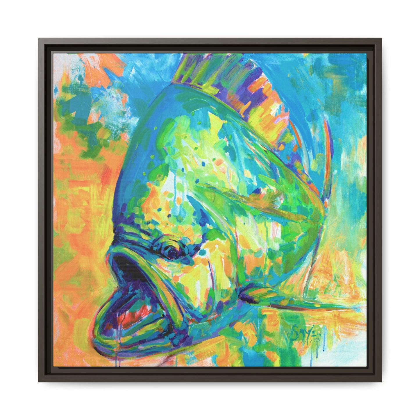 Expressionist Mahi Framed Canvas Print - Love My Oceans Canvas