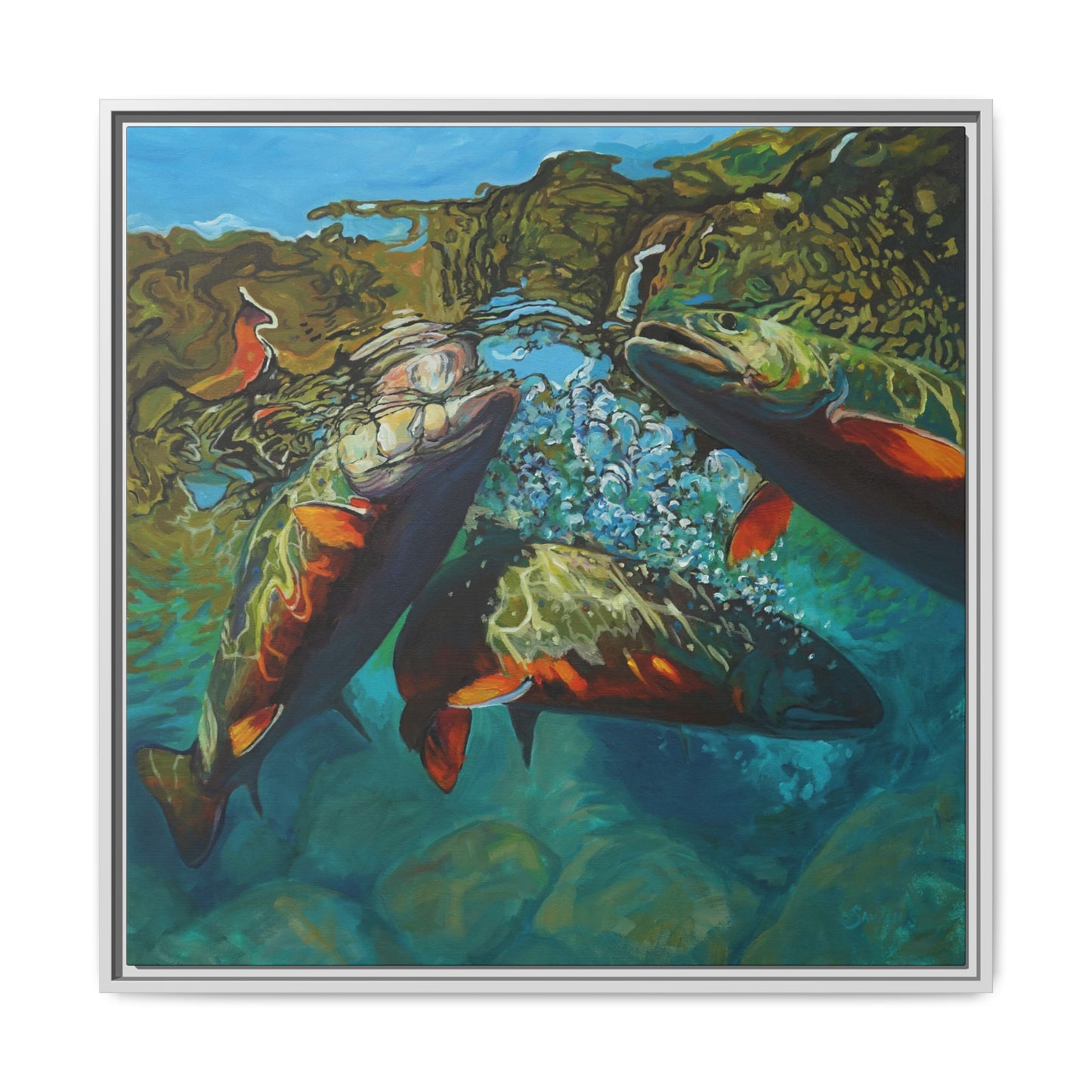 Brook Trout Melee - Love My Oceans Canvas