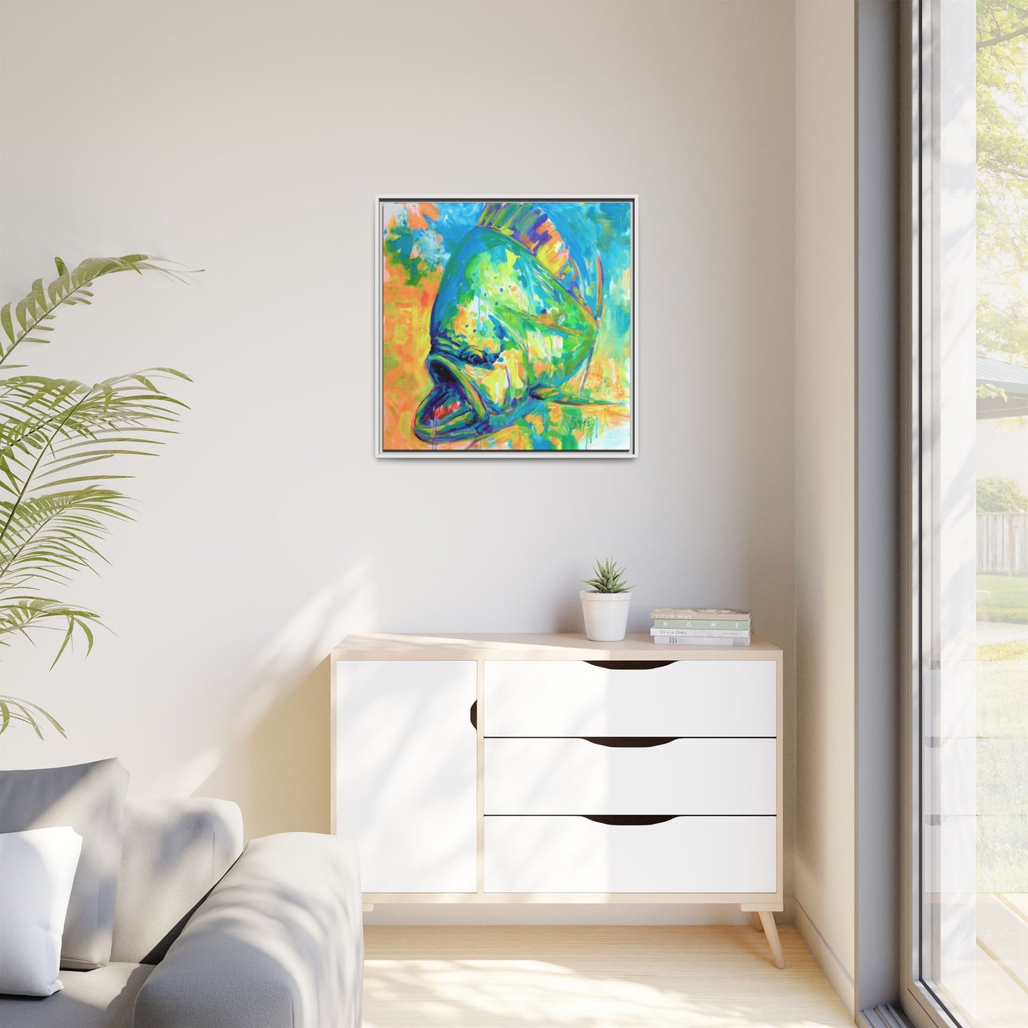 Expressionist Mahi Framed Canvas Print