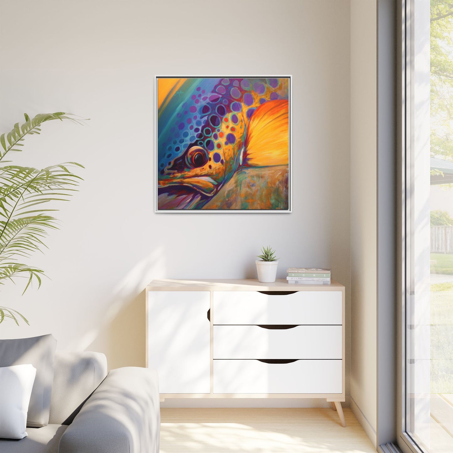 River Orchid– Brown Trout Framed Art Print by Mike Savlen