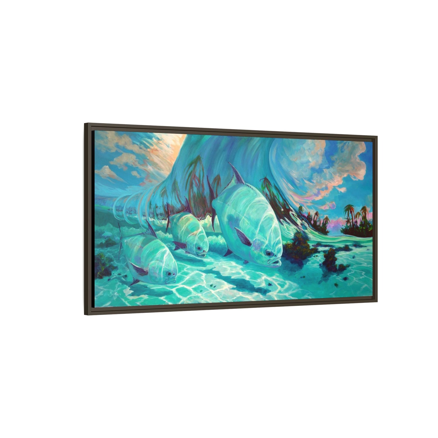 Under The Waves - Permit Framed Canvas Art - Love My Oceans Canvas