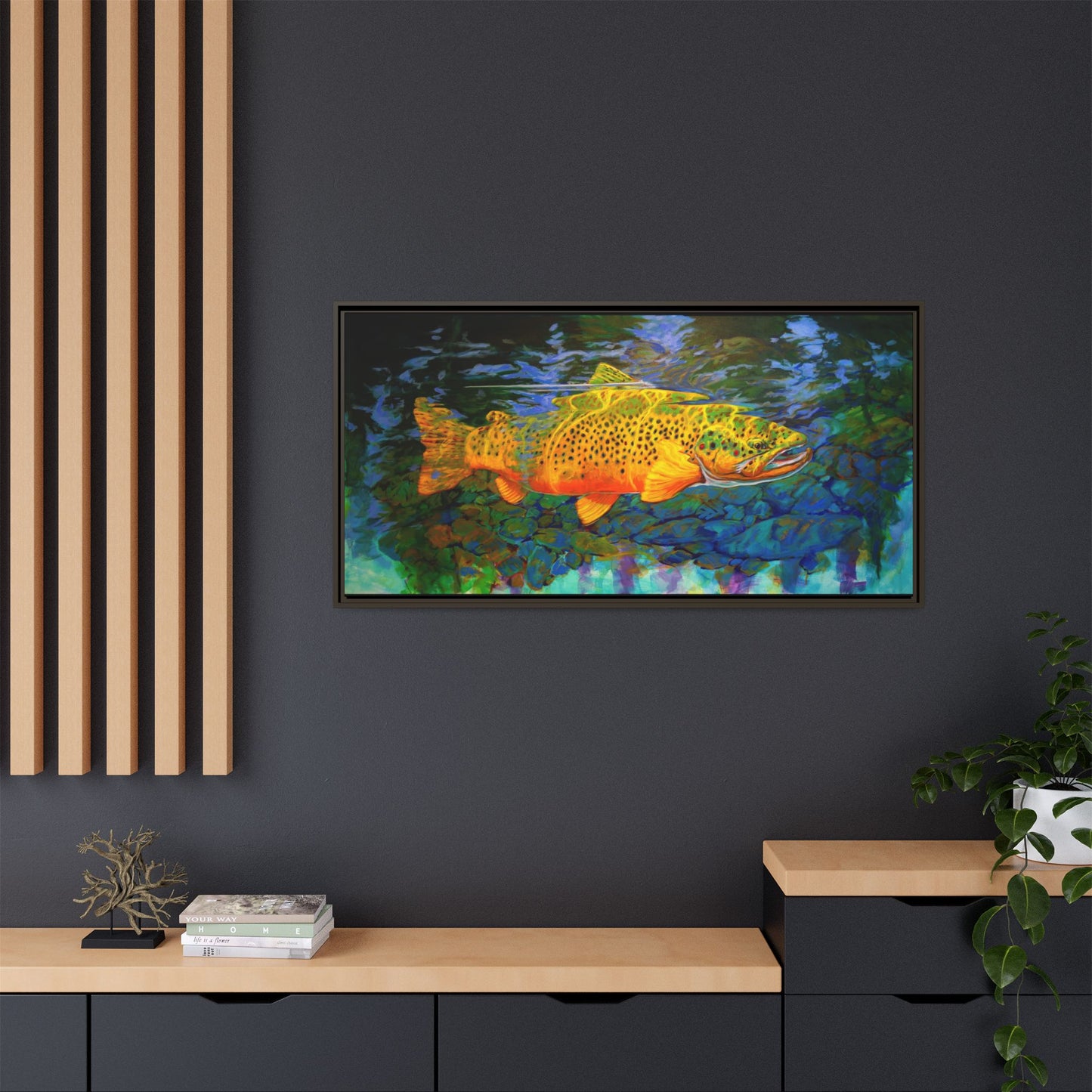 Looking Glass - Brown Trout - Flyfishing art - Love My Oceans Canvas