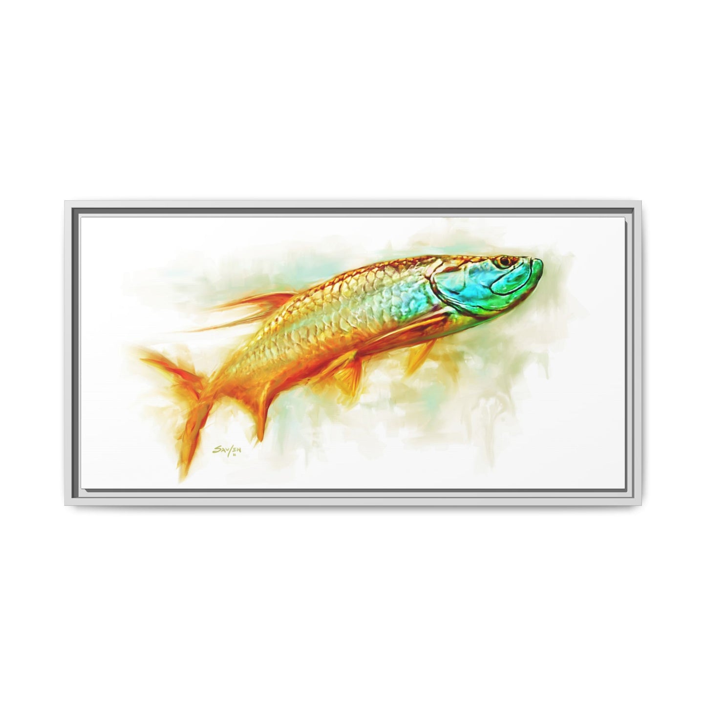 Hunting Tarpon Framed Canvas Art - Love My Oceans Canvas