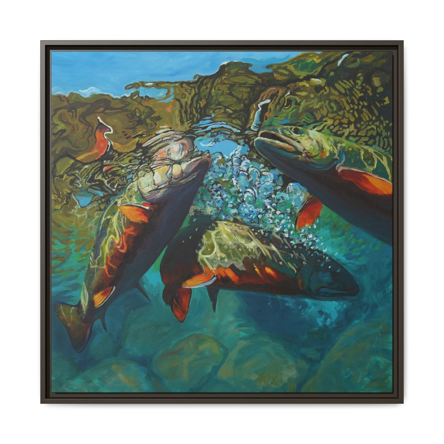 Brook Trout Melee - Love My Oceans Canvas