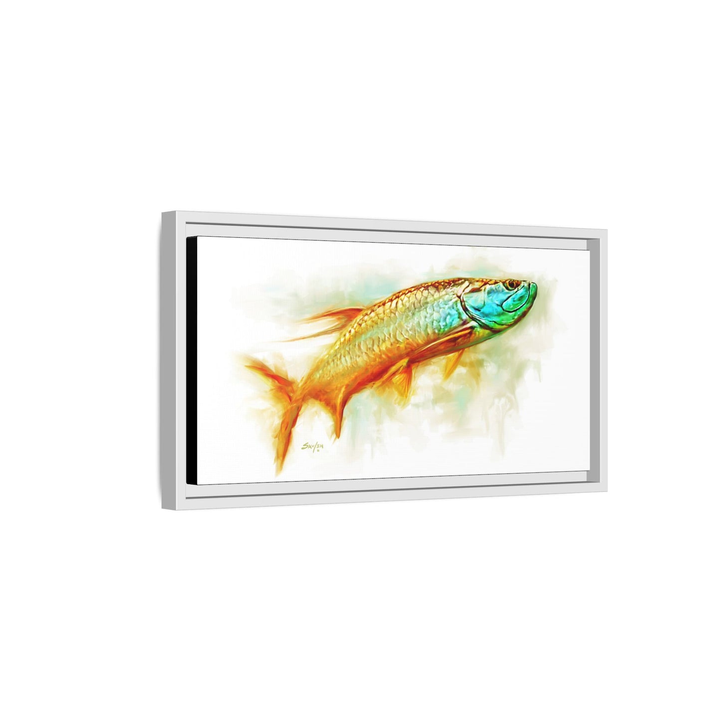 Hunting Tarpon Framed Canvas Art - Love My Oceans Canvas