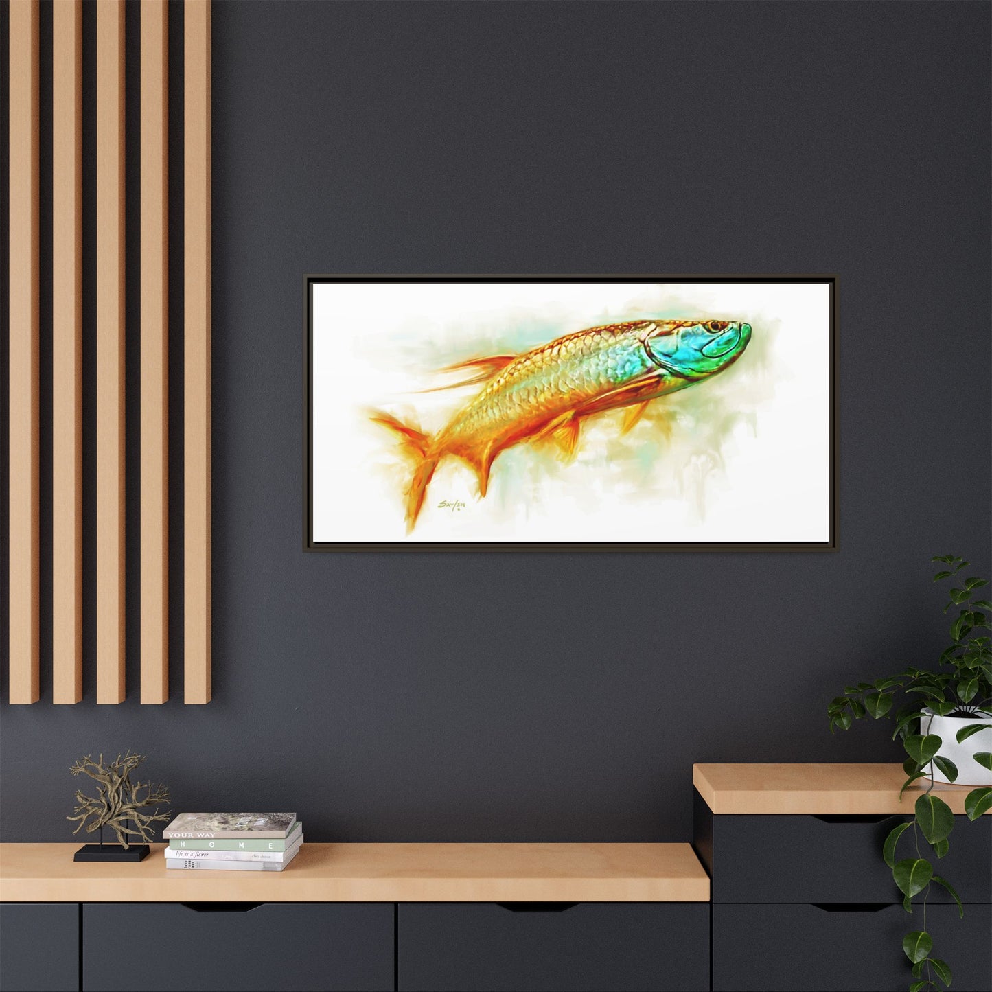 Hunting Tarpon Framed Canvas Art - Love My Oceans Canvas