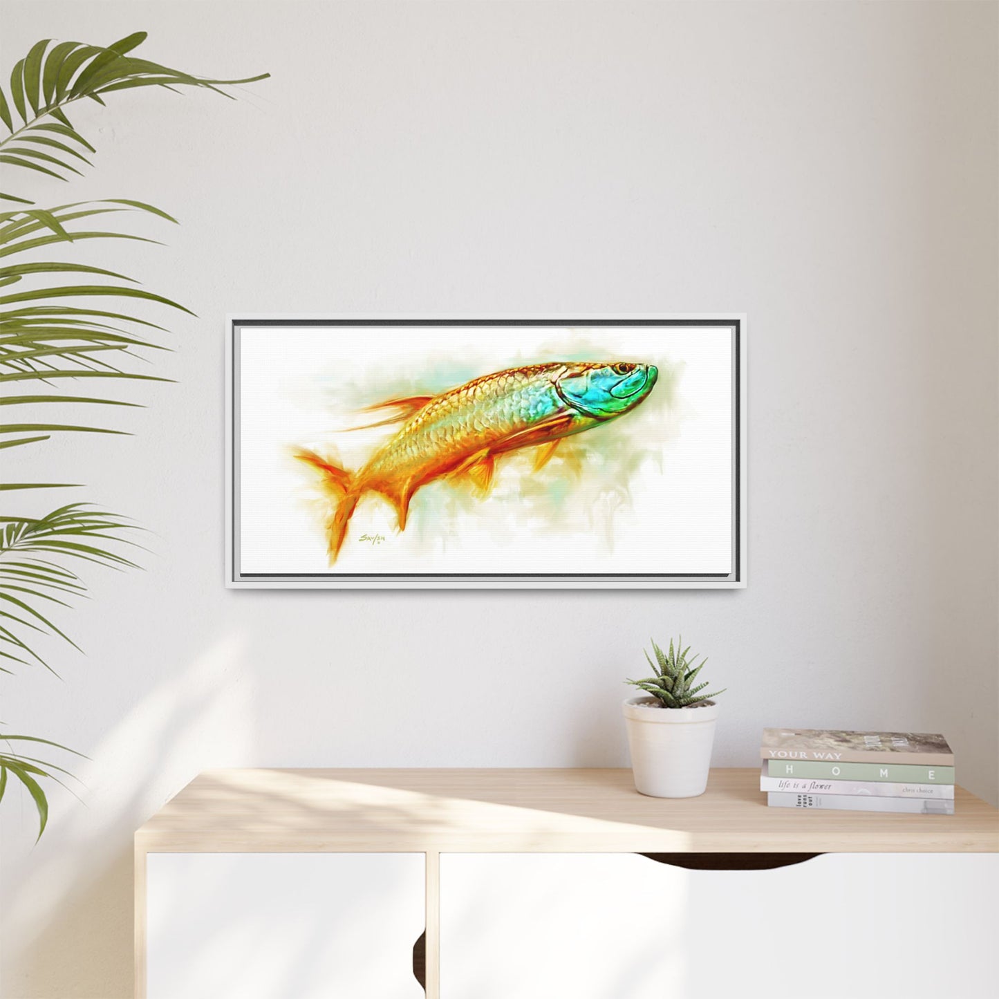 Hunting Tarpon Framed Canvas Art