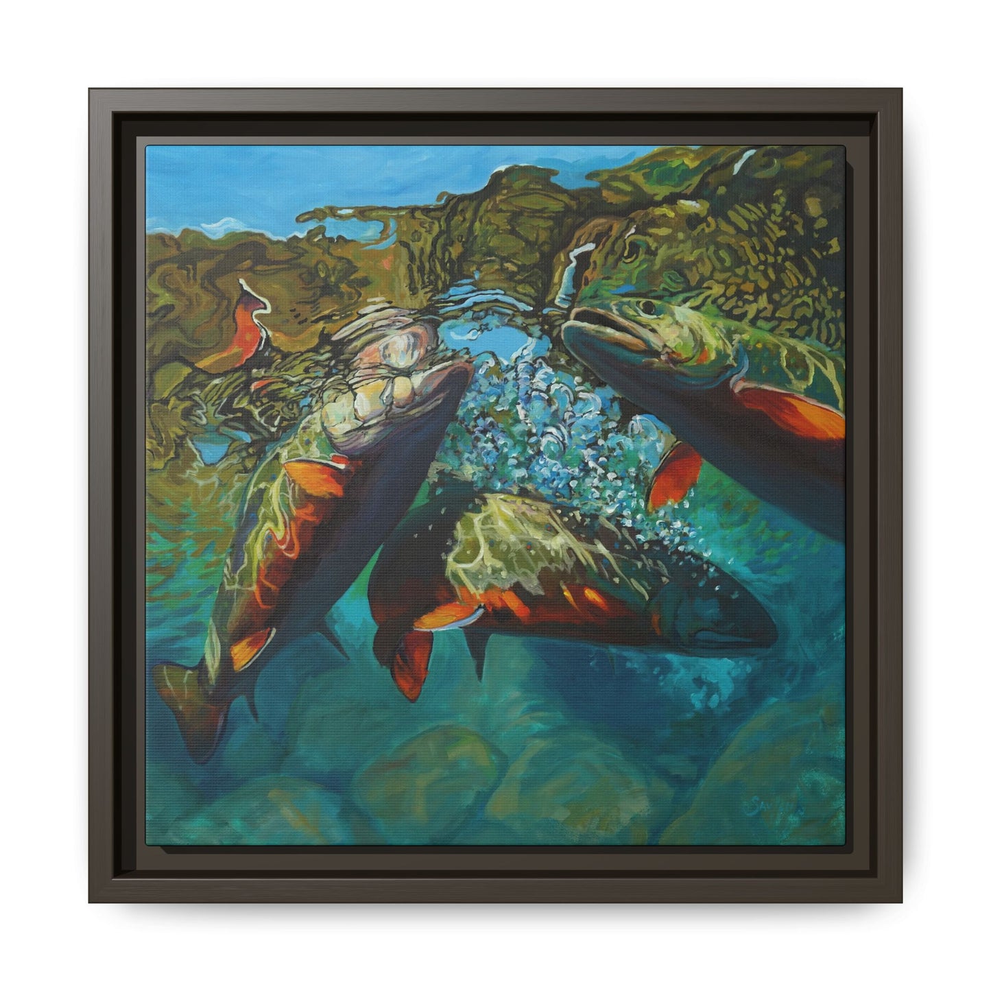 Brook Trout Melee - Love My Oceans Canvas