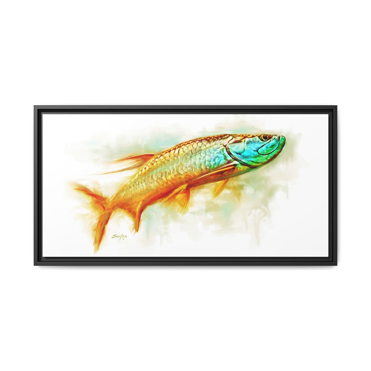 Hunting Tarpon Framed Canvas Art - Love My Oceans Canvas