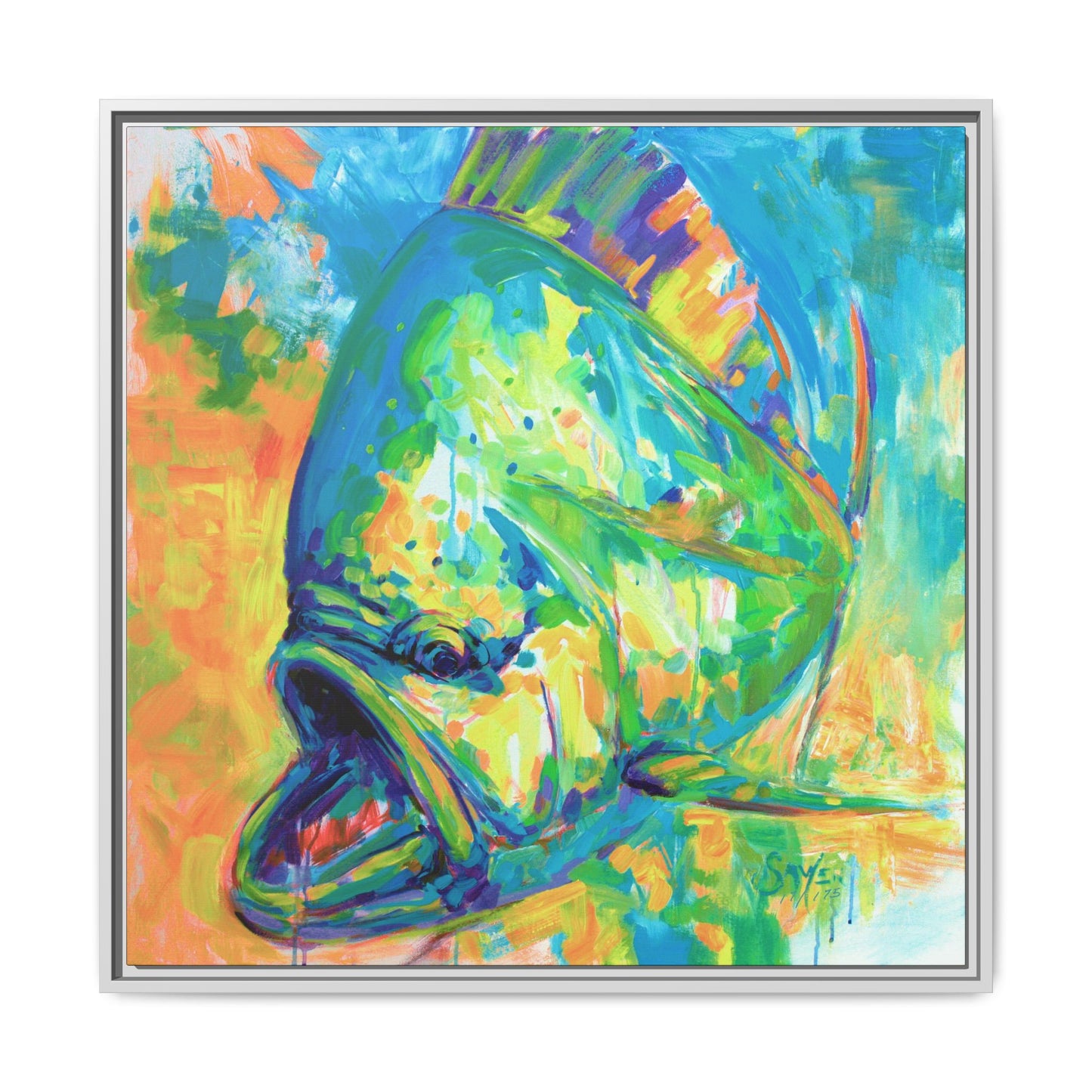 Expressionist Mahi Framed Canvas Print - Love My Oceans Canvas