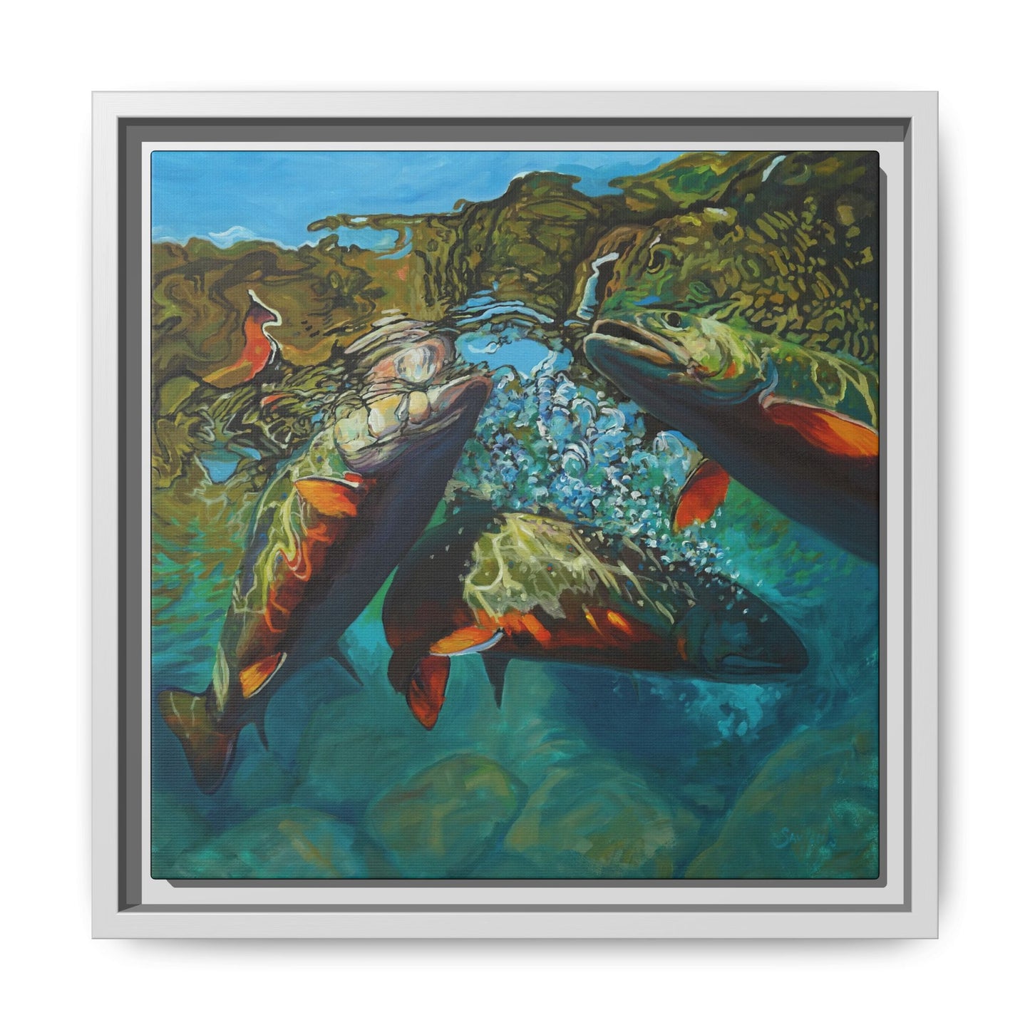 Brook Trout Melee - Love My Oceans Canvas