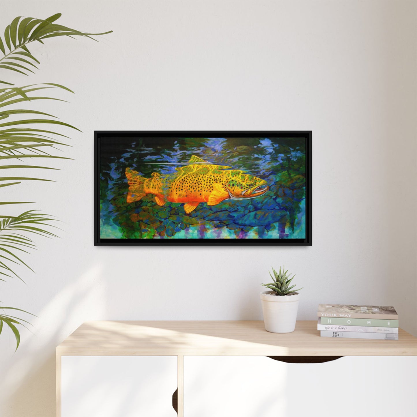 Looking Glass - Brown Trout - Flyfishing art - Love My Oceans Canvas