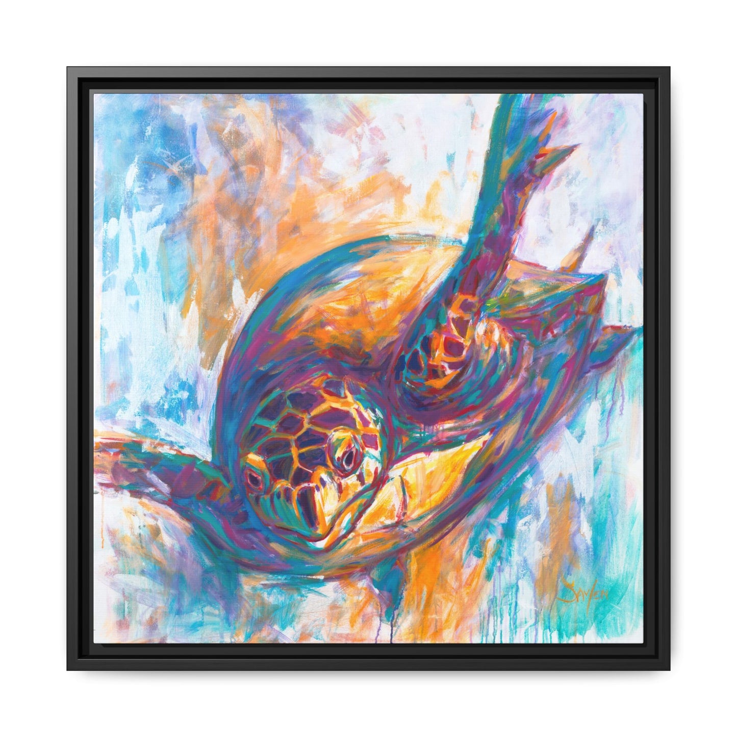 "Expressionist Hawksbill" Sea Turtle Art Print - Love My Oceans Canvas