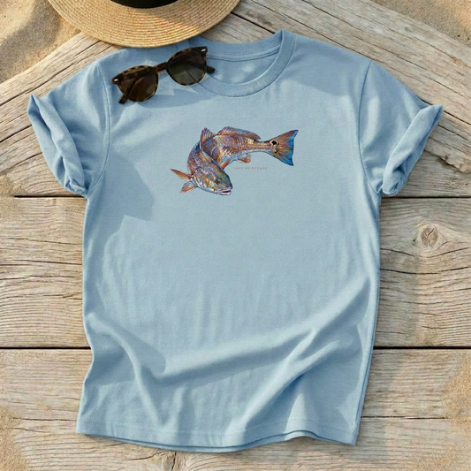 Redfish Painting Tee — redfish inshore fishing shirt, saltwater apparel, Love My Oceans