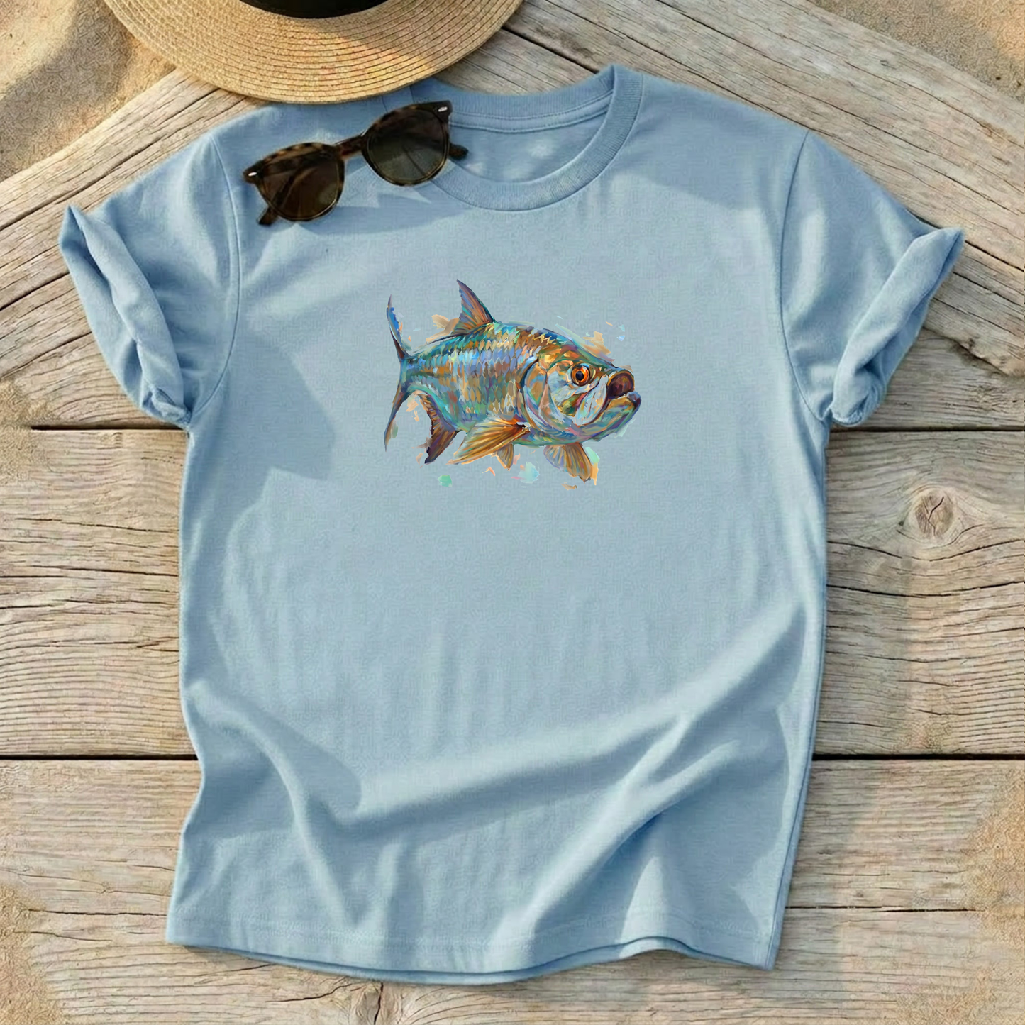 Lone Tarpon Art Tee — tarpon fishing shirt, saltwater coastal apparel, Love My Oceans