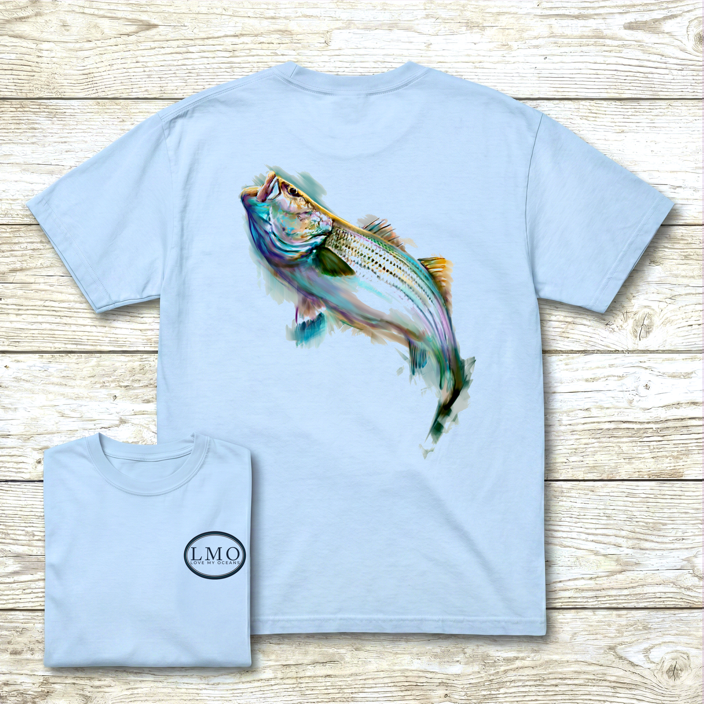 The Blitz Striper Tee | Striped Bass Fishing Shirt | Love My Oceans