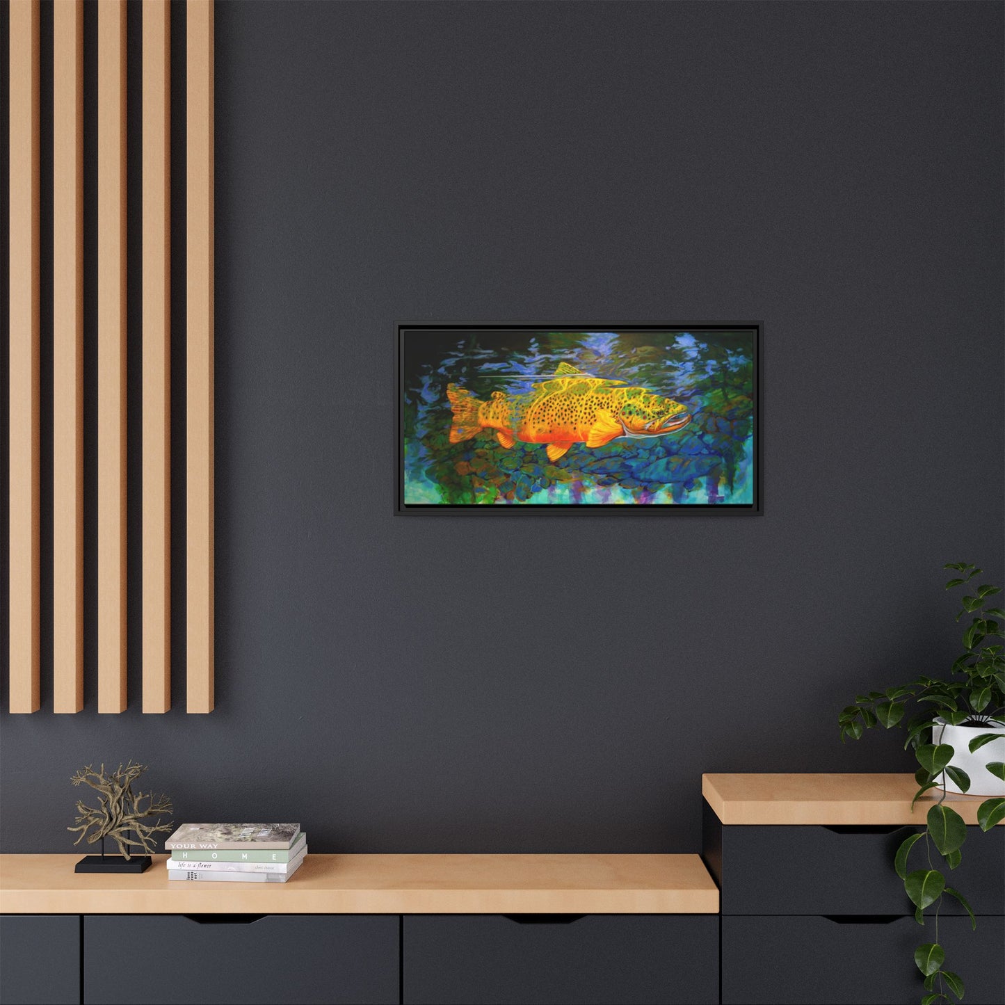 Looking Glass - Brown Trout - Flyfishing art - Love My Oceans Canvas