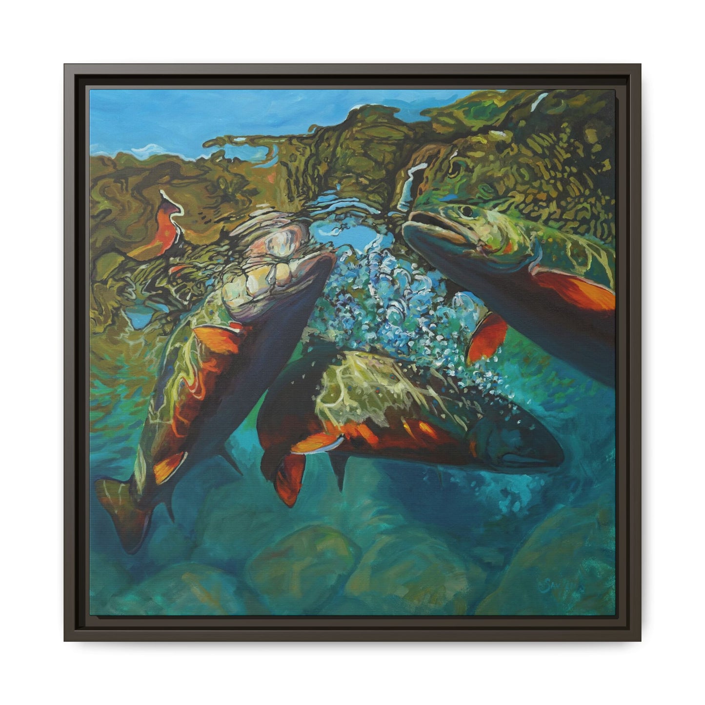 Brook Trout Melee - Love My Oceans Canvas