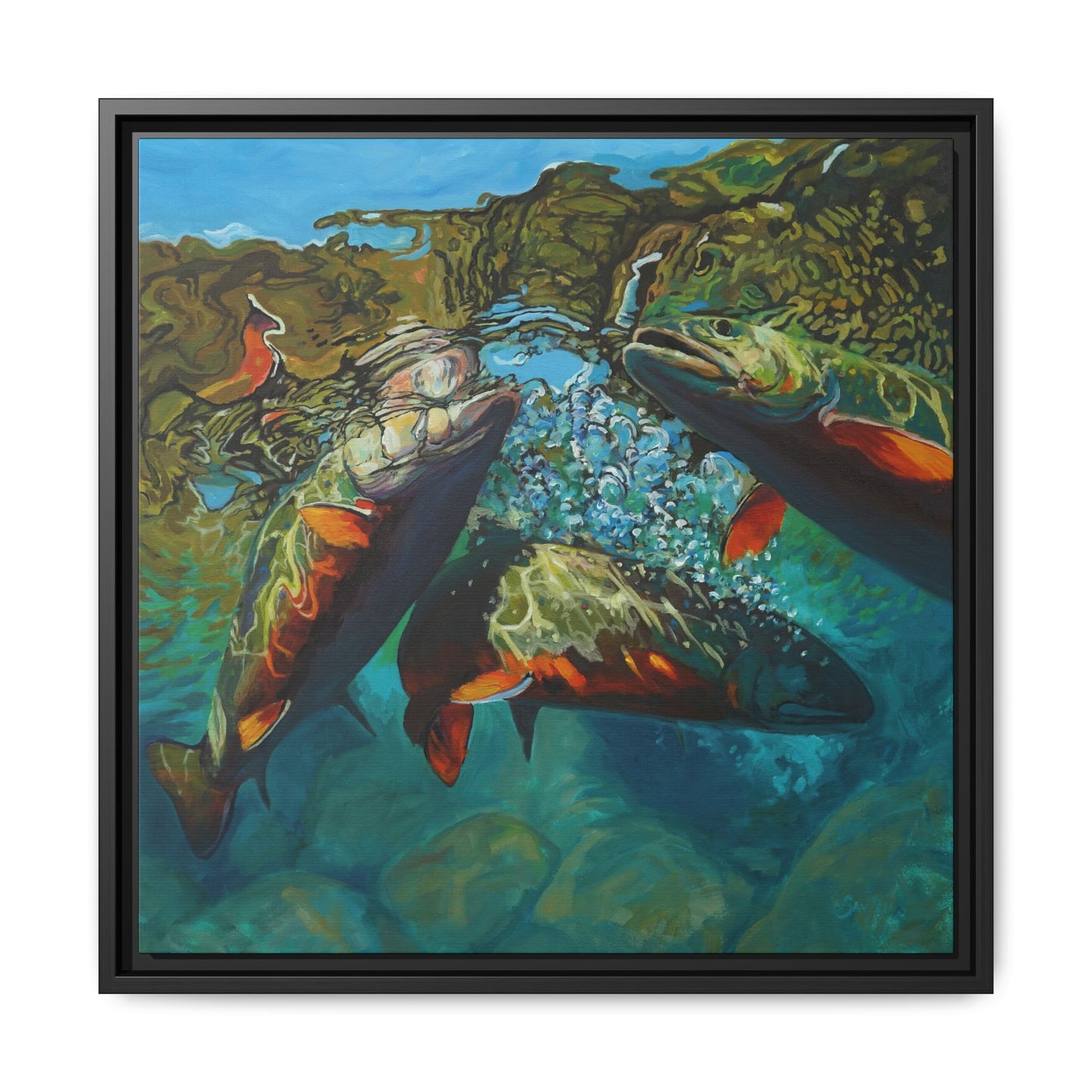 Brook Trout Melee - Love My Oceans Canvas