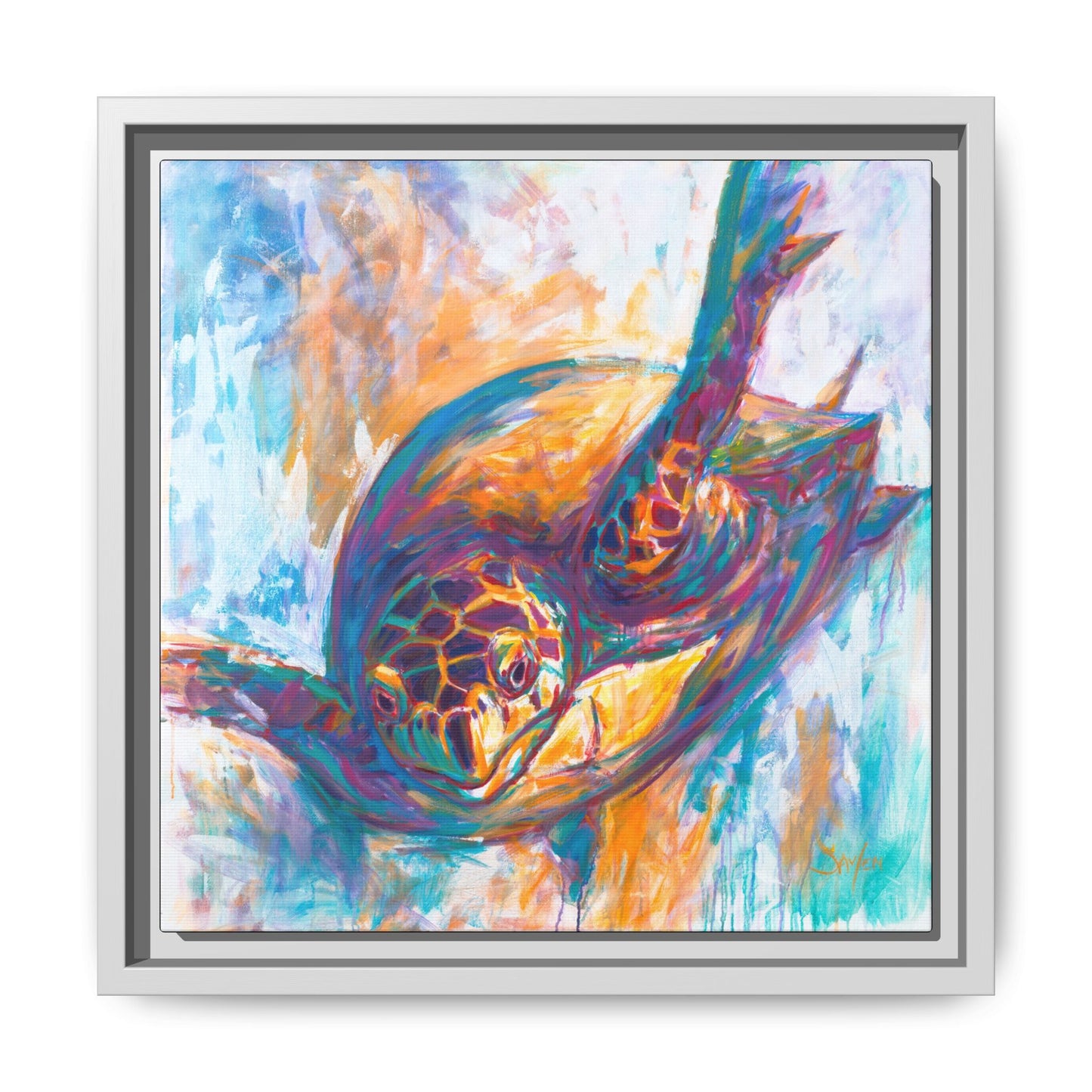 "Expressionist Hawksbill" Sea Turtle Art Print - Love My Oceans Canvas