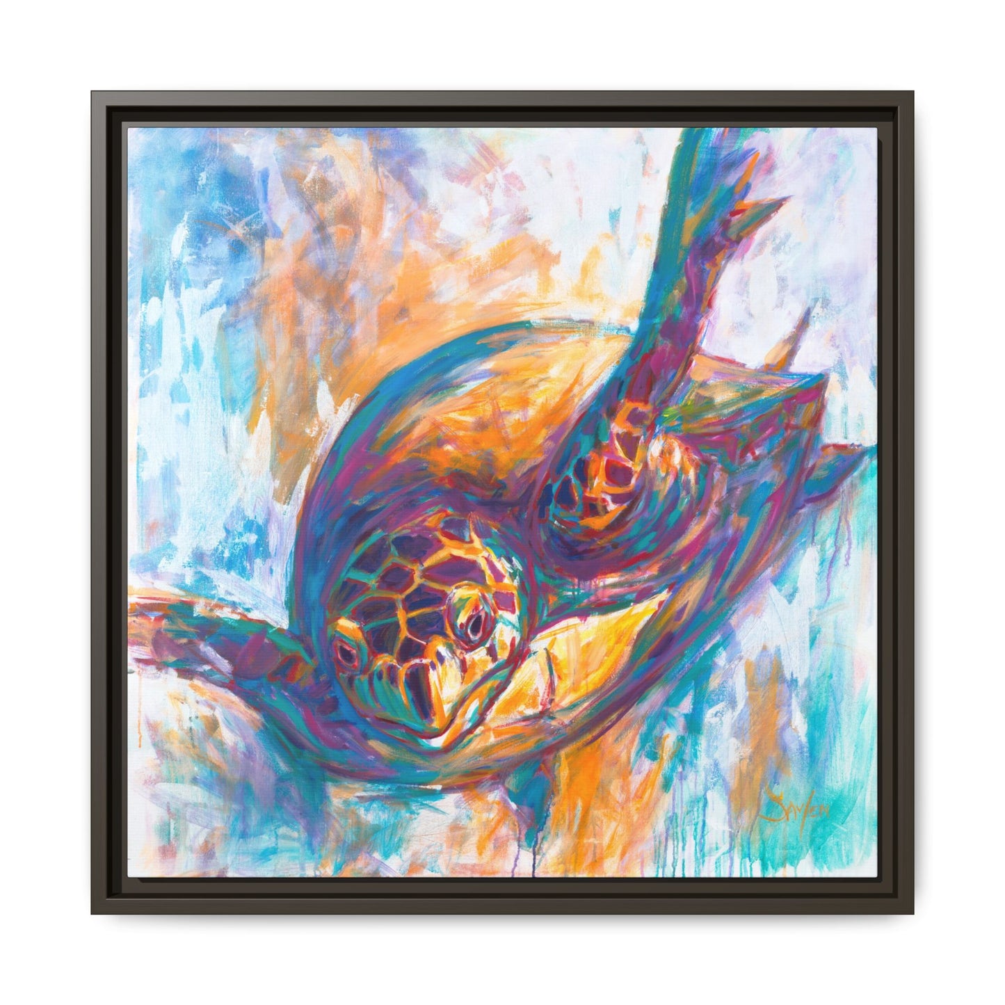 "Expressionist Hawksbill" Sea Turtle Art Print - Love My Oceans Canvas