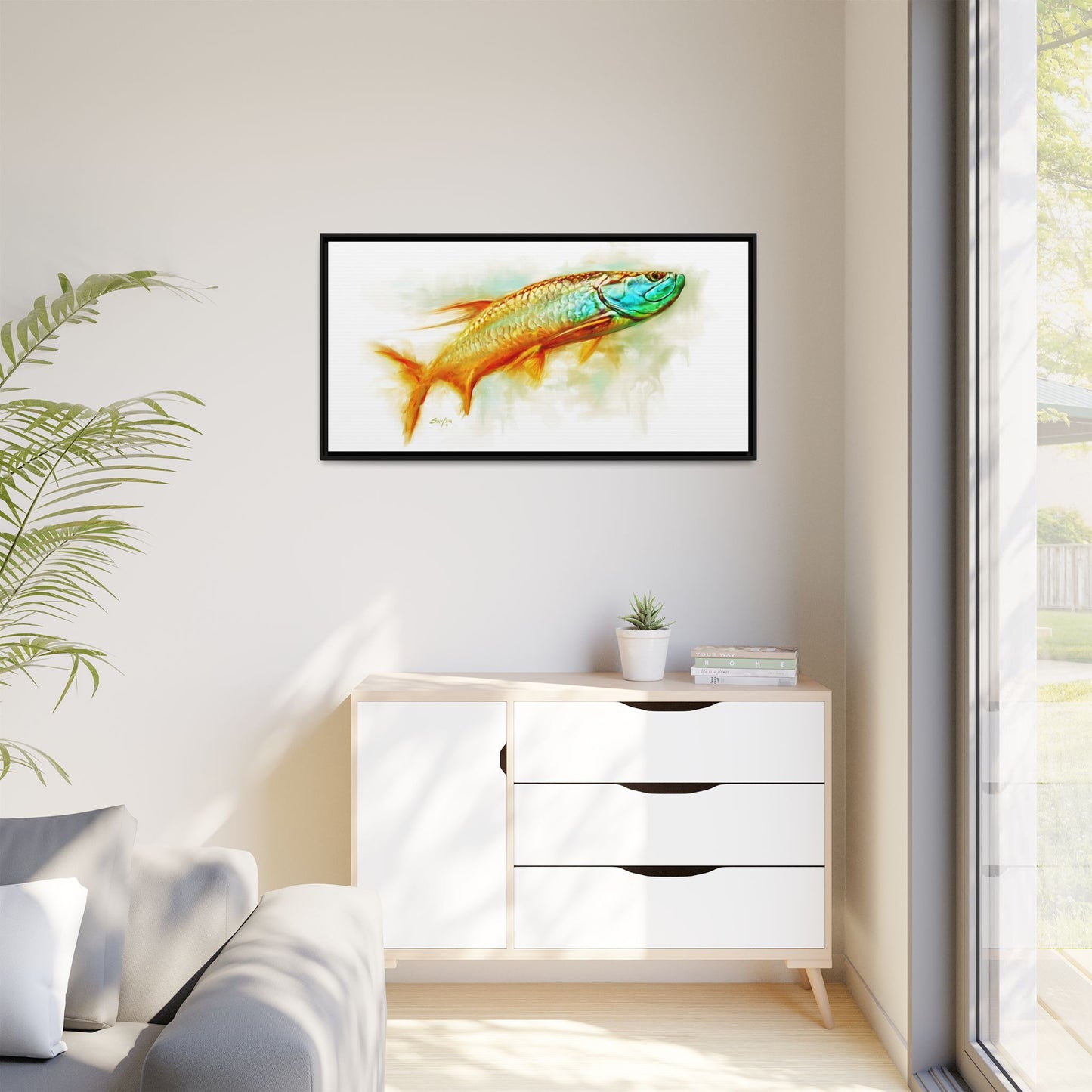 Hunting Tarpon Framed Canvas Art - Love My Oceans Canvas