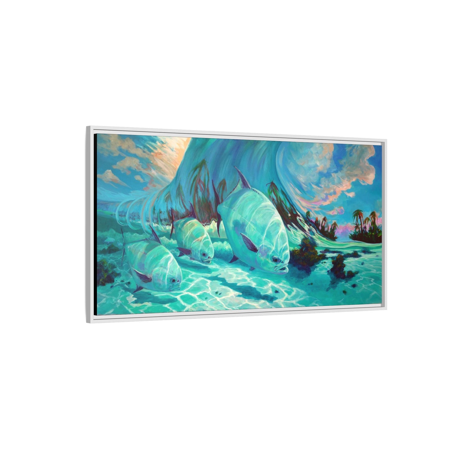 Under The Waves - Permit Framed Canvas Art - Love My Oceans Canvas
