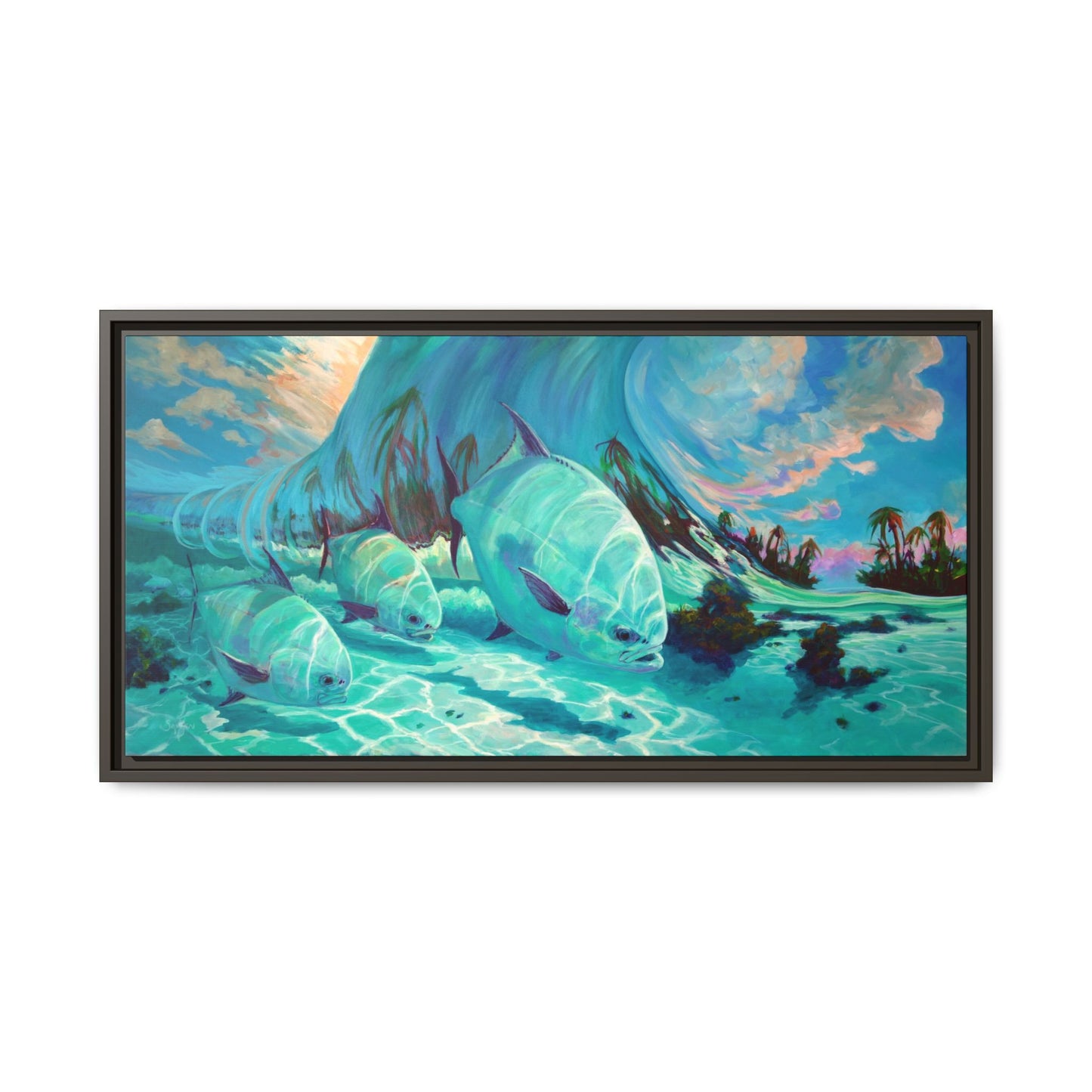 Under The Waves - Permit Framed Canvas Art - Love My Oceans Canvas