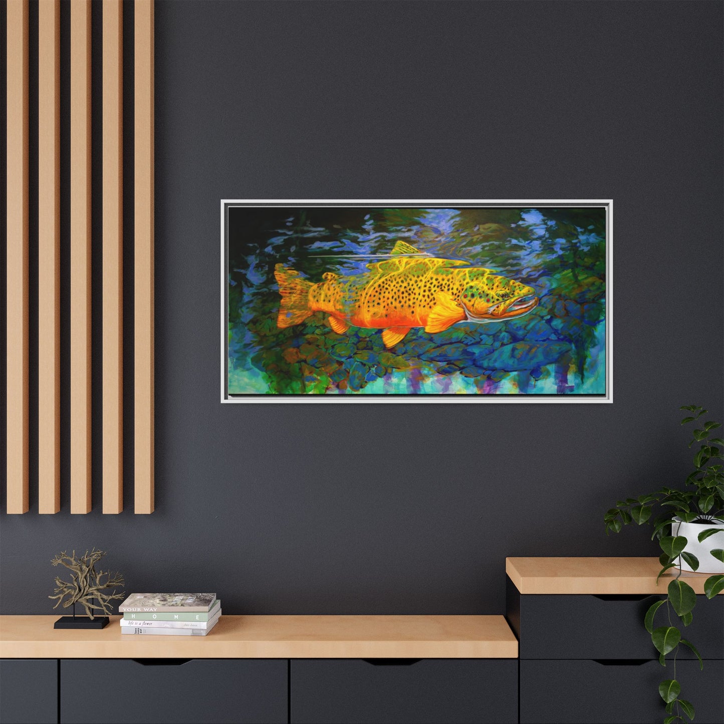 Looking Glass - Brown Trout - Flyfishing art - Love My Oceans Canvas