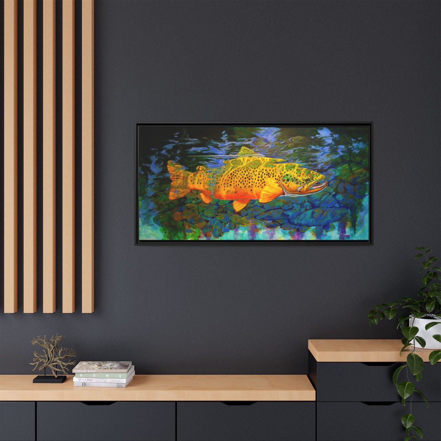 Looking Glass - Brown Trout - Flyfishing art - Love My Oceans Canvas