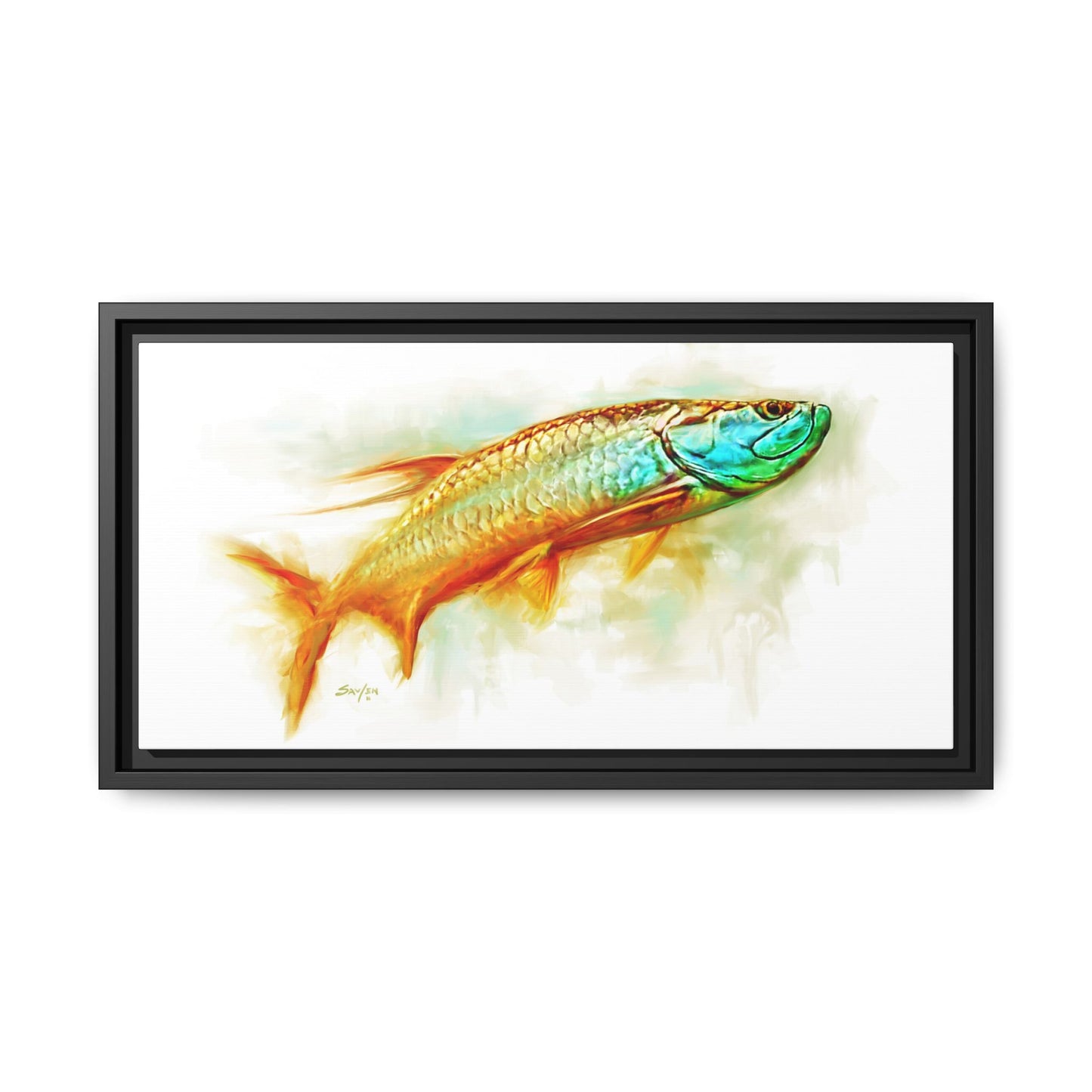 Hunting Tarpon Framed Canvas Art - Love My Oceans Canvas