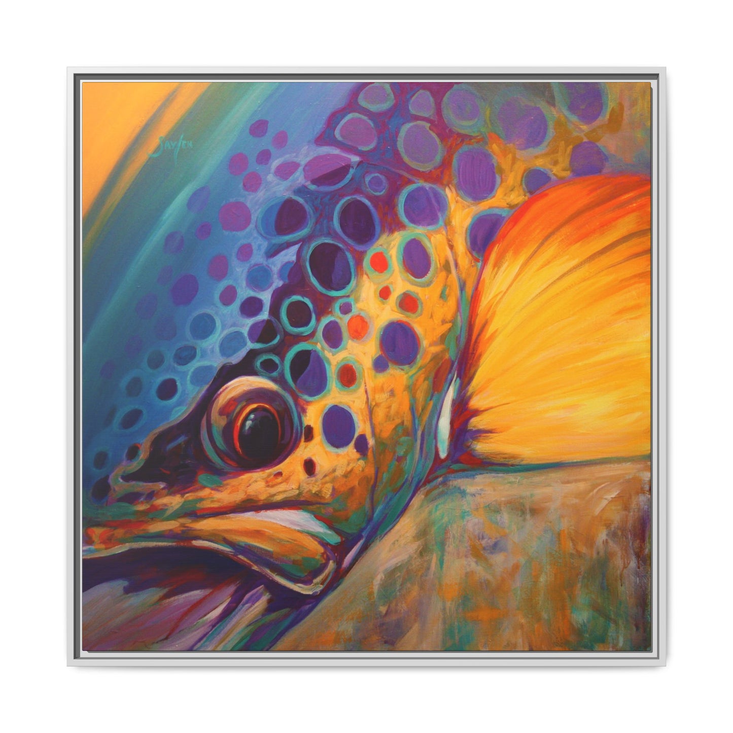 River Orchid — Brown Trout Framed Art Print - Love My Oceans Canvas