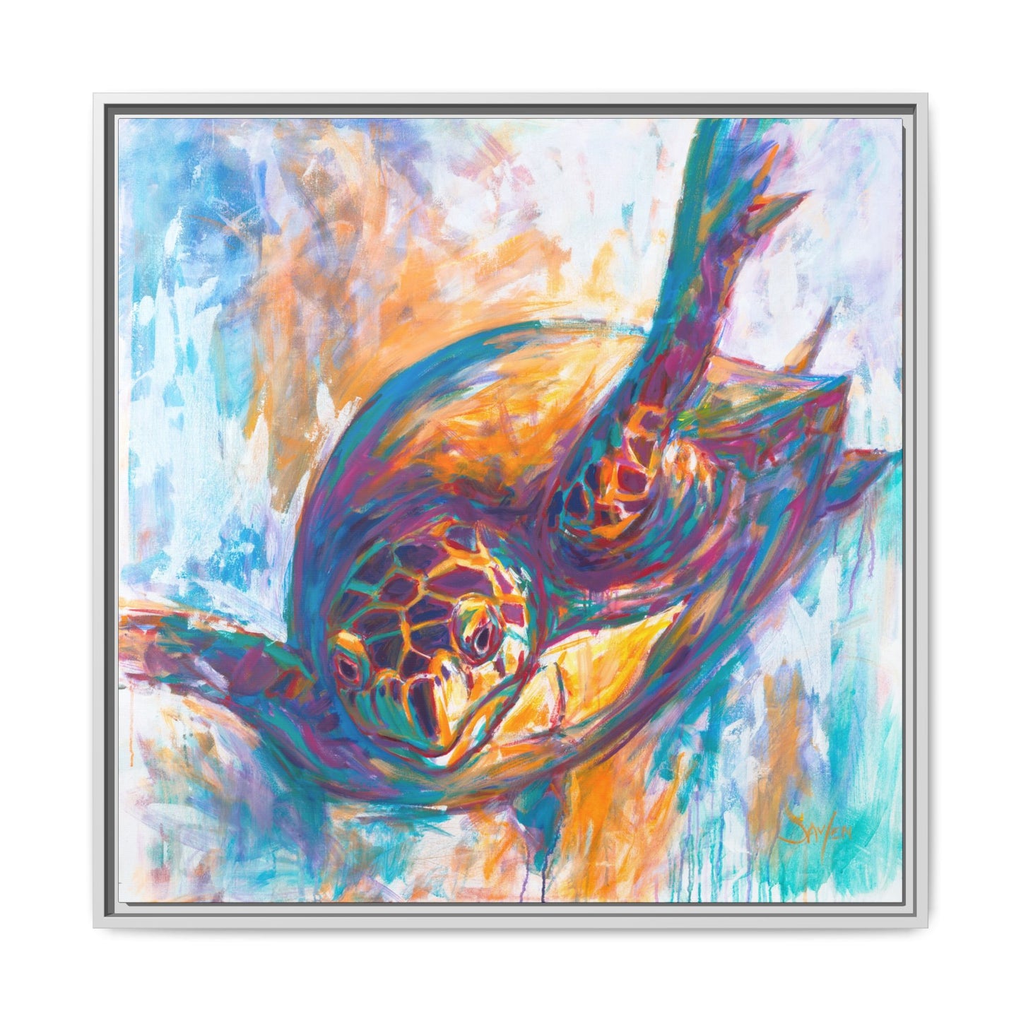 "Expressionist Hawksbill" Sea Turtle Art Print - Love My Oceans Canvas