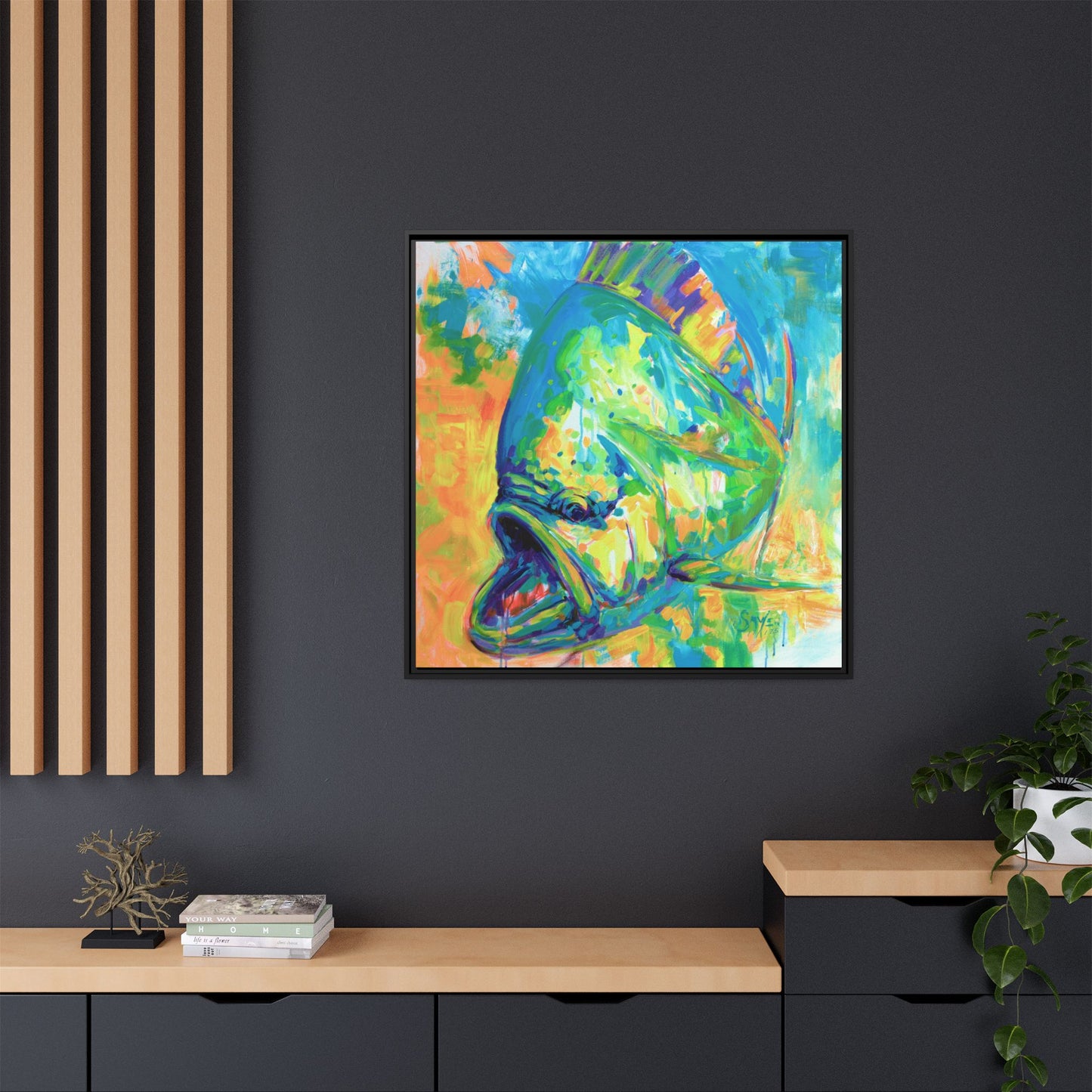 Expressionist Mahi Framed Canvas Print